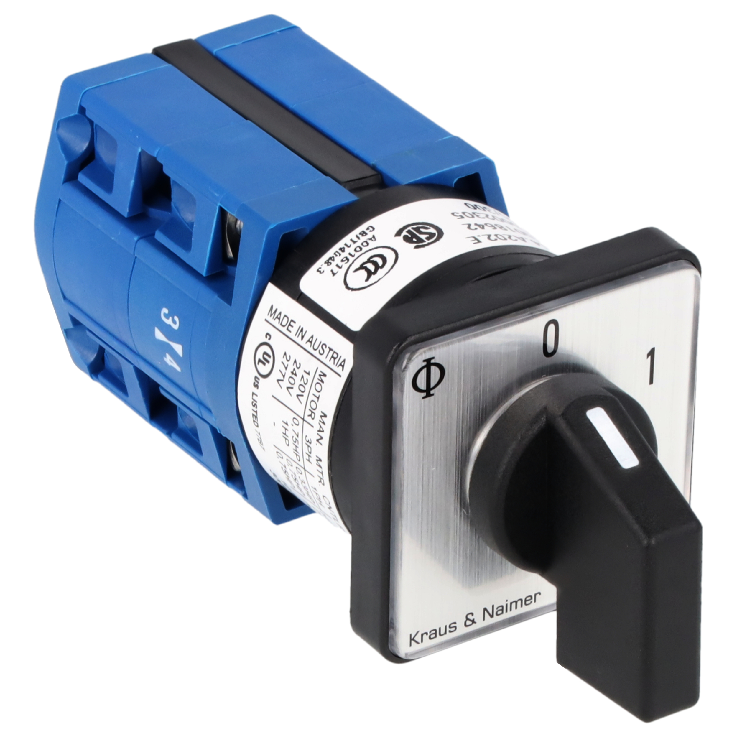 Ausschalter; 3-polig; 0-1; Fronteinbau 2-Loch