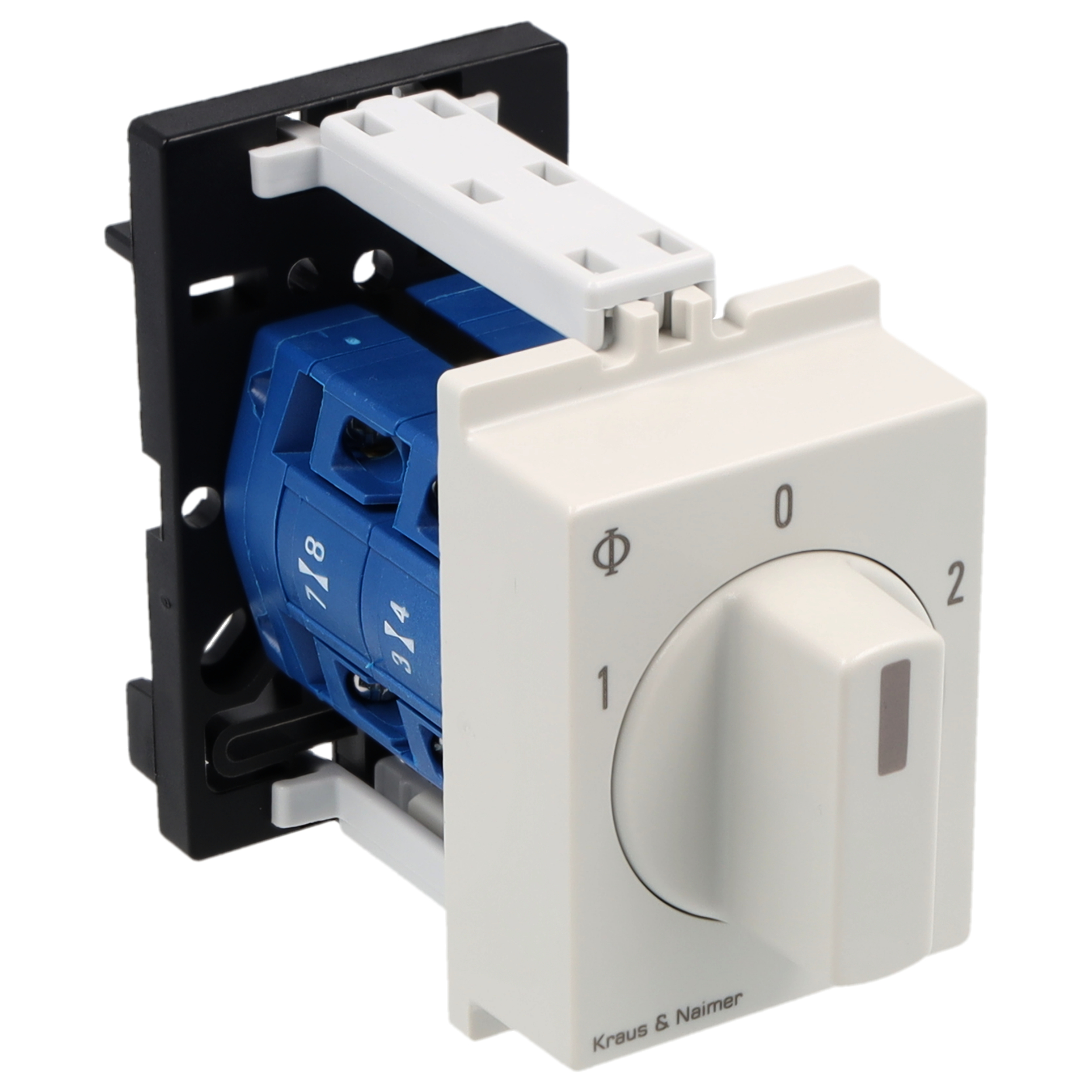 Changeover switch w. OFF; 2-pole; 1-0-2; DIN rail mounting