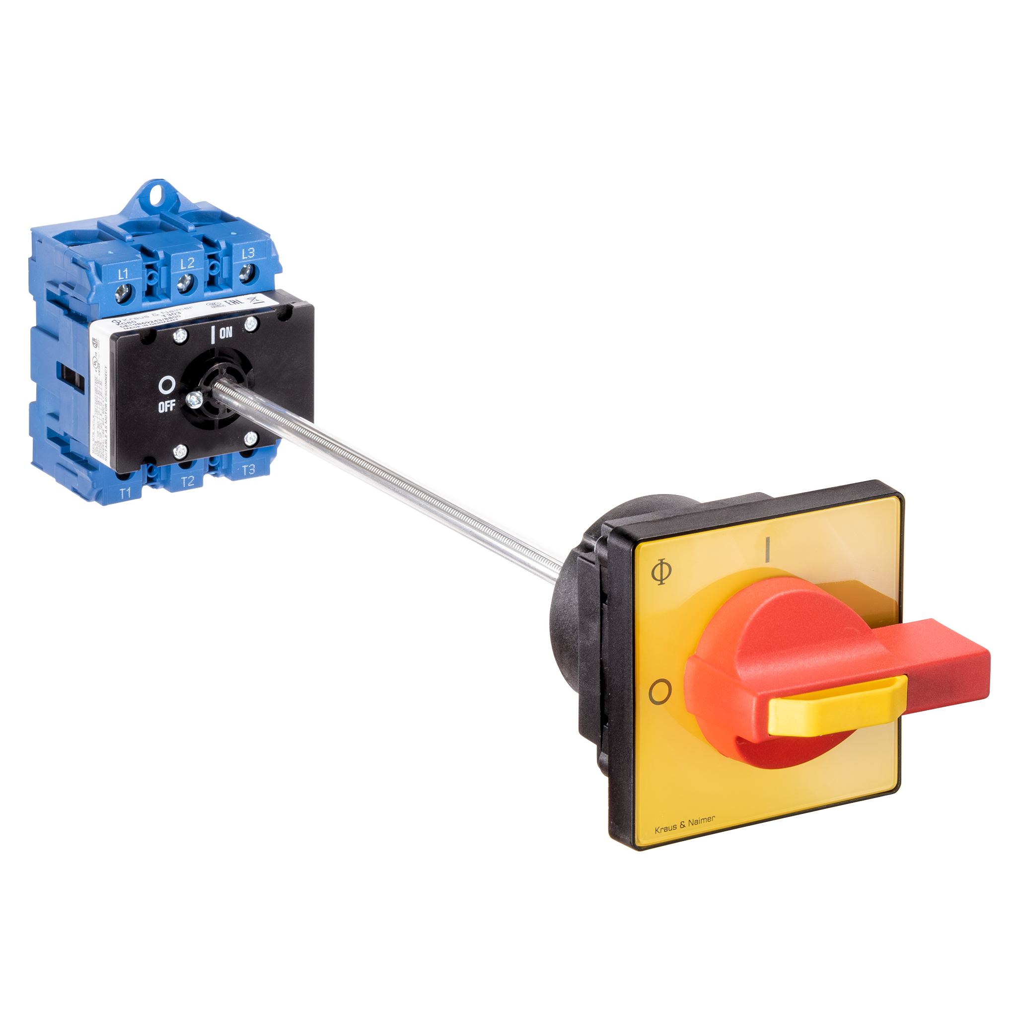 Main switch; ON/OFF switch; 3-pole; 0-I; Base mounting/DIN rail mounting; Padlock Device; Shaft Extension; Terminal Cover