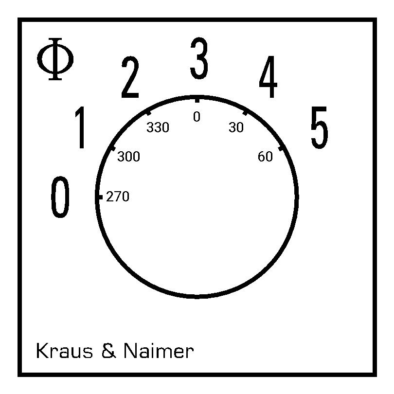 Stufenschalter 0-5; 1-polig; 0->5; Fronteinbau 2-Loch