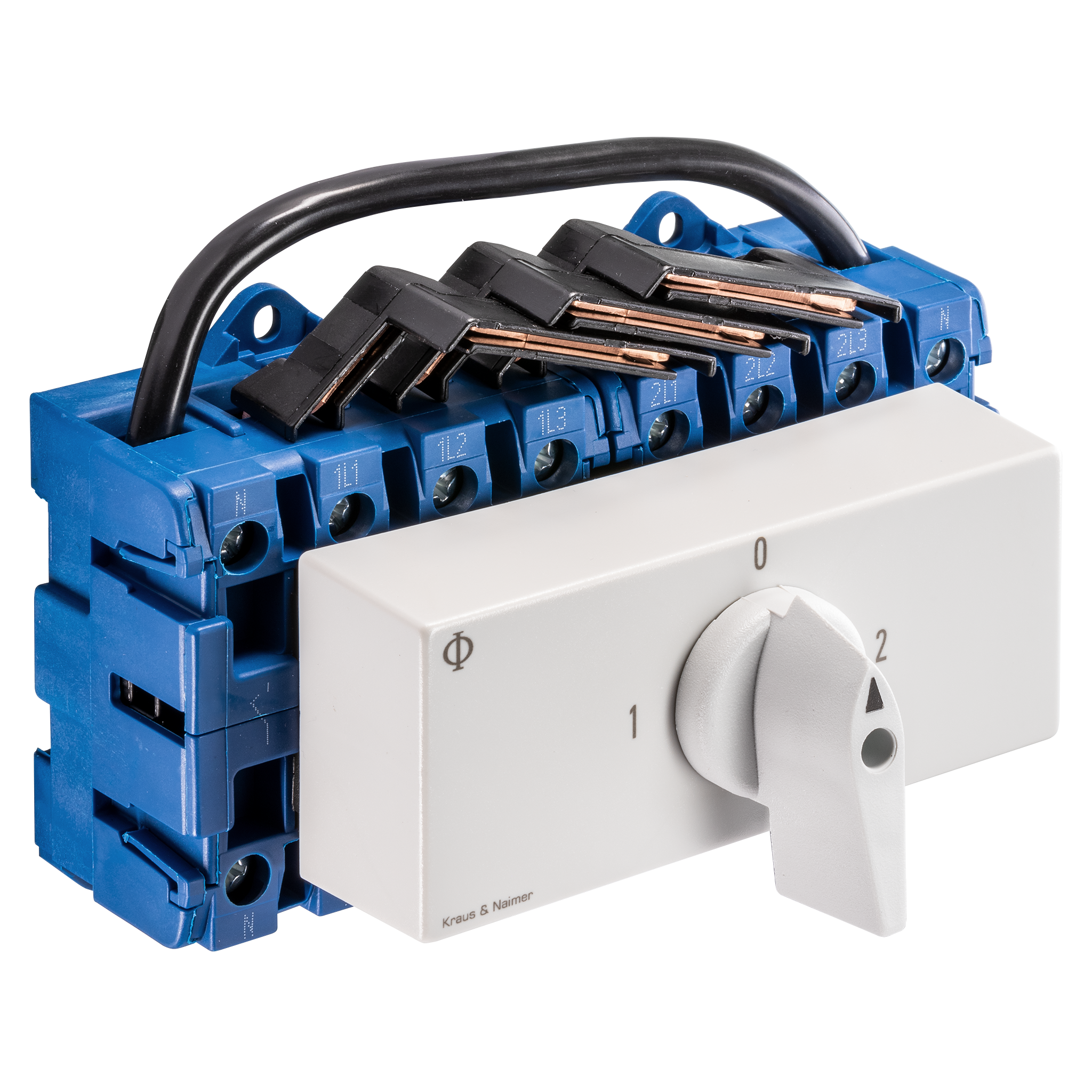 Changeover switch w. OFF; 4-pole; 1-0-2; Base mounting/DIN rail mounting