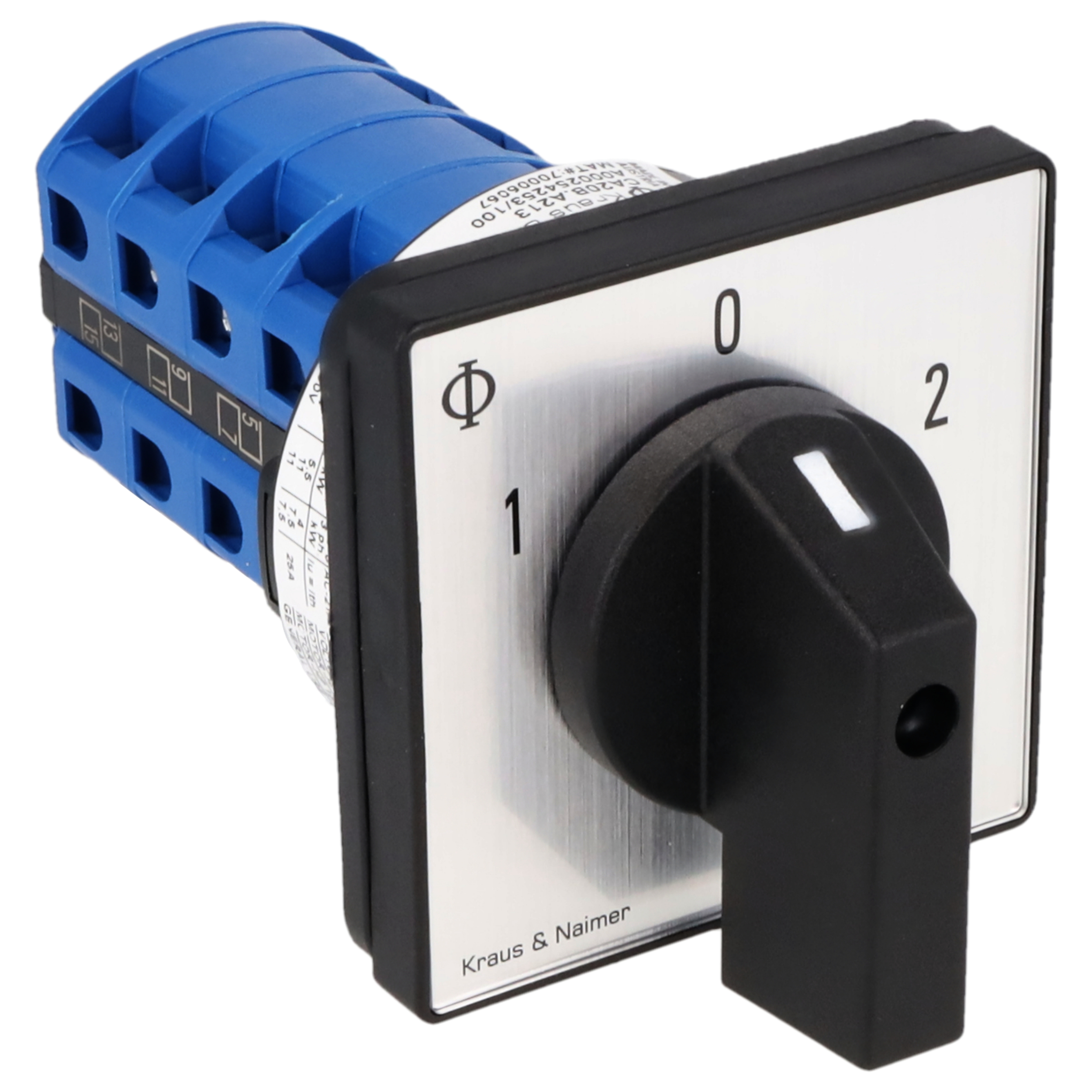 Changeover switch w. OFF; 4-pole; 1-0-2; Panel mounting 4-hole