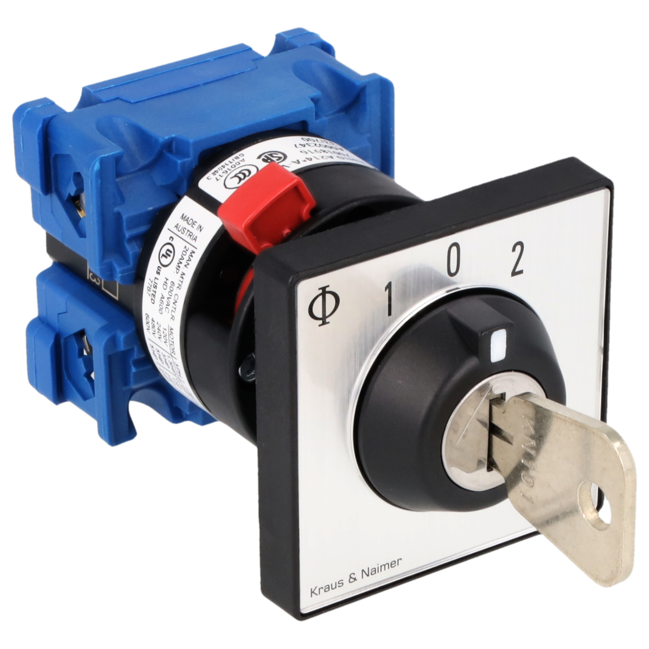 Key switch; Changeover switch w. OFF, SR; 1-pole; 1-0-1; single hole mounting; Key-Lock Device