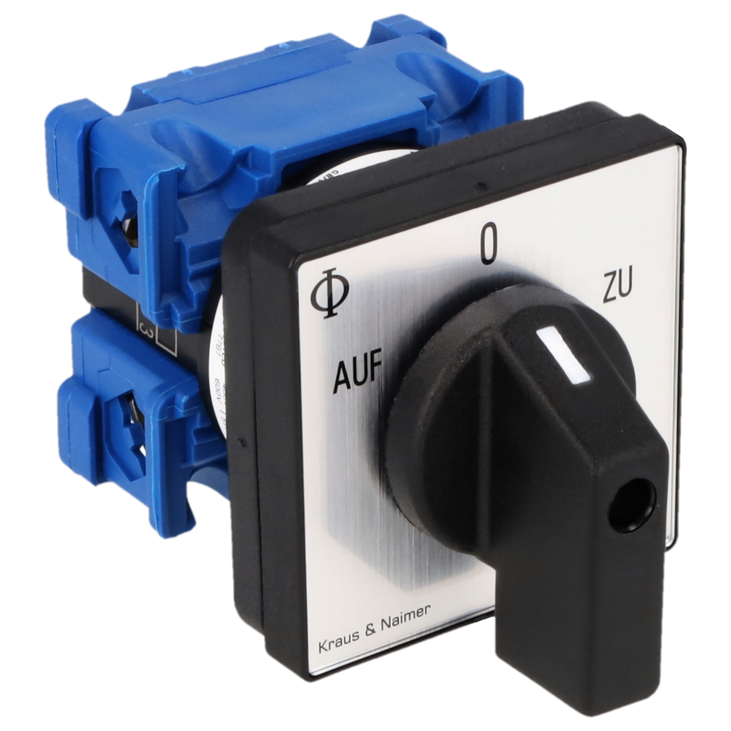 Umschalter m.0; 1-polig; AUF-0-ZU; Fronteinbau 4-Loch
