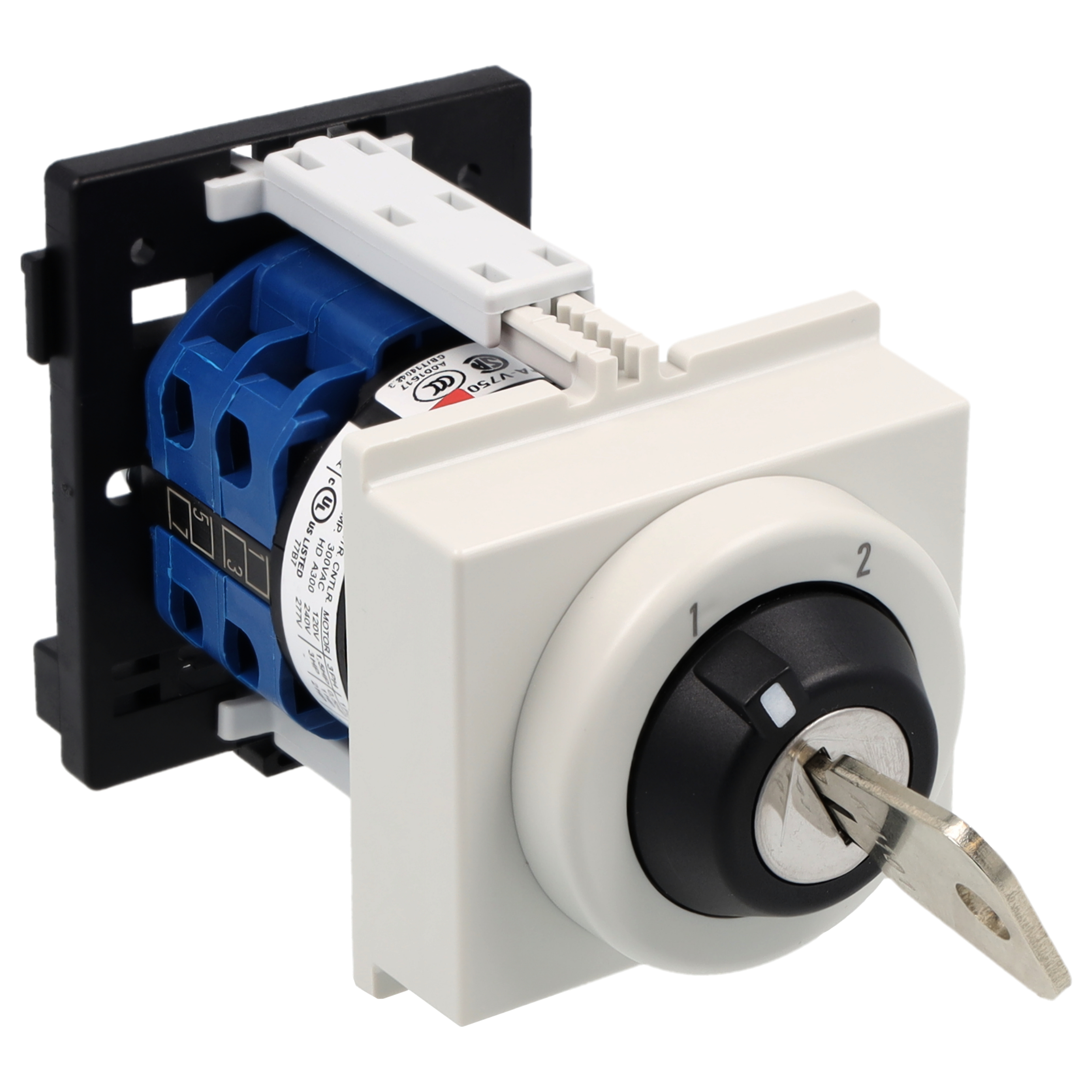 Schlüsselschalter; Umschalter o.0; 2-polig; 1-2; Reiheneinbau; Schlüsseleinrichtung