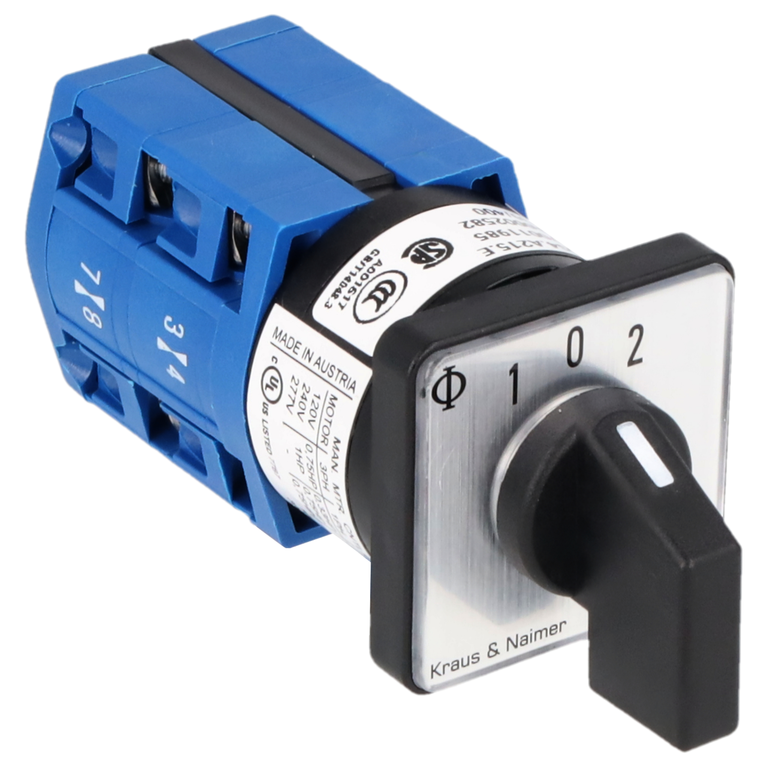 Umschalter m.0, RZ; 2-polig; 1-0-1; Fronteinbau 2-Loch