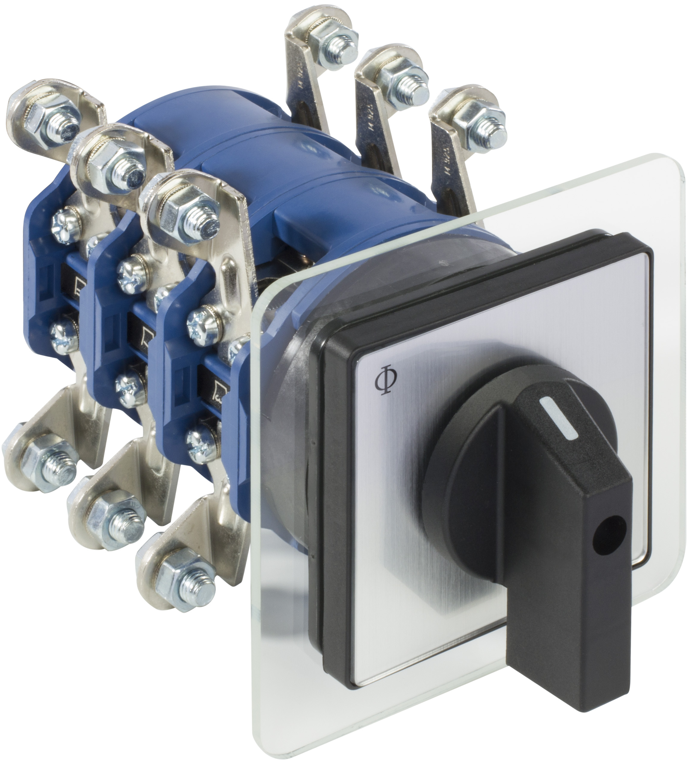 Main switch; ON/OFF switch; 6-pole; 0-I; Base mounting; Padlock Device; Door Clutch; Auxiliary Contact