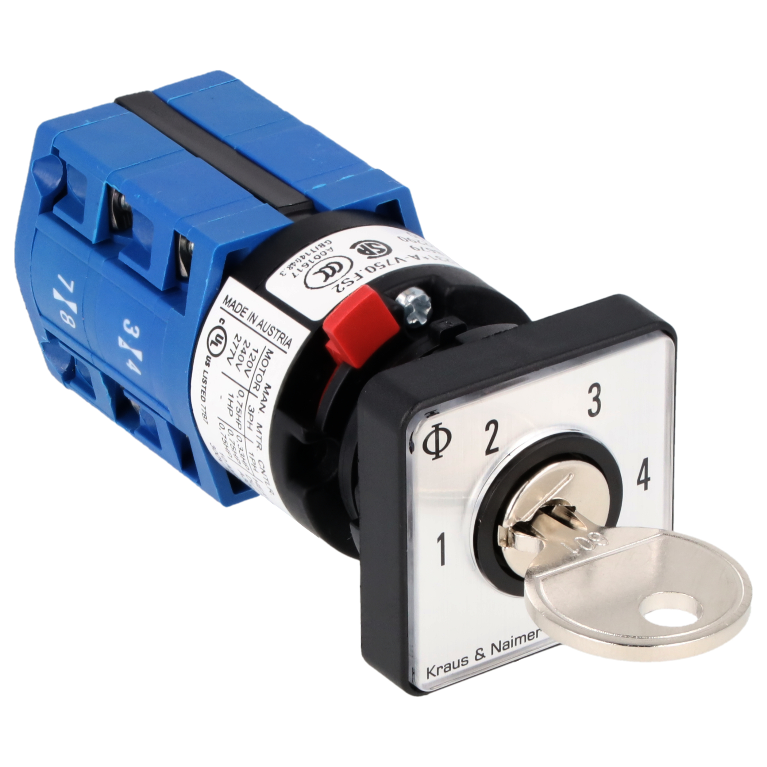 Key switch; ON/OFF switch; 3-pole; 0-1; single hole mounting; Key-Lock Device