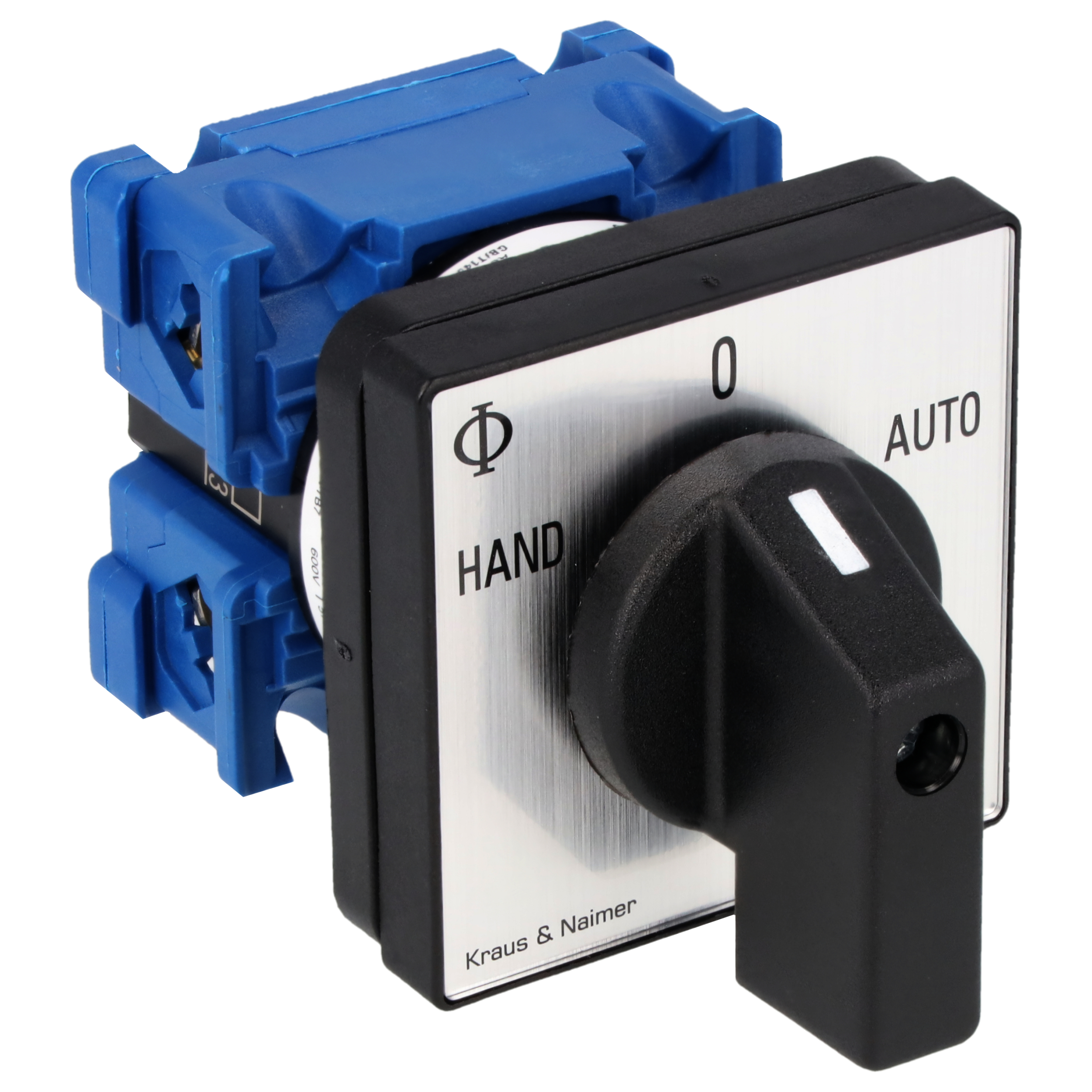 Changeover switch w. OFF; 1-pole; HAND-0-AUTO; Panel mounting 4-hole
