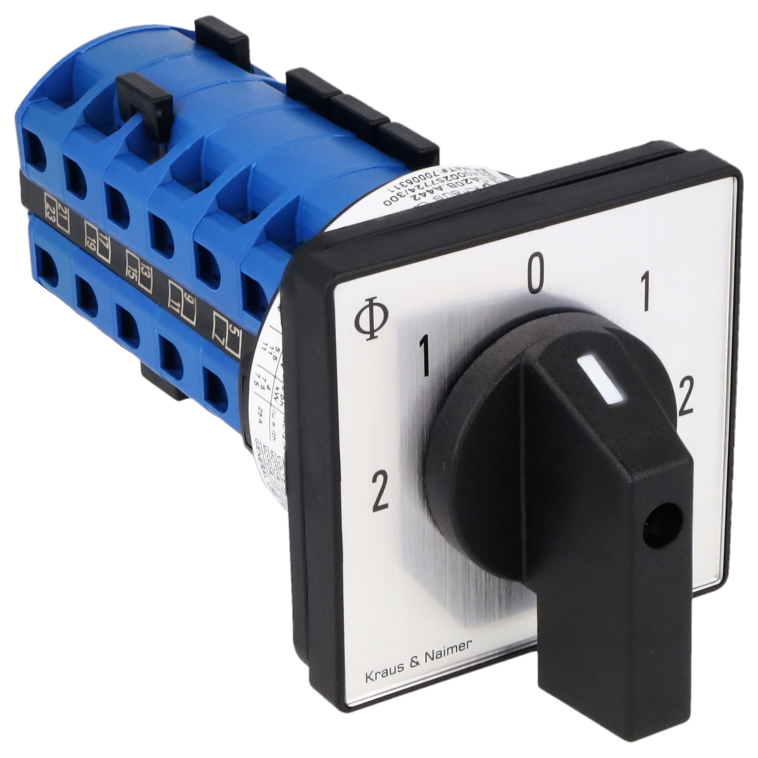 Reversing motor switch; 2-1-0-1-2; Panel mounting 4-hole