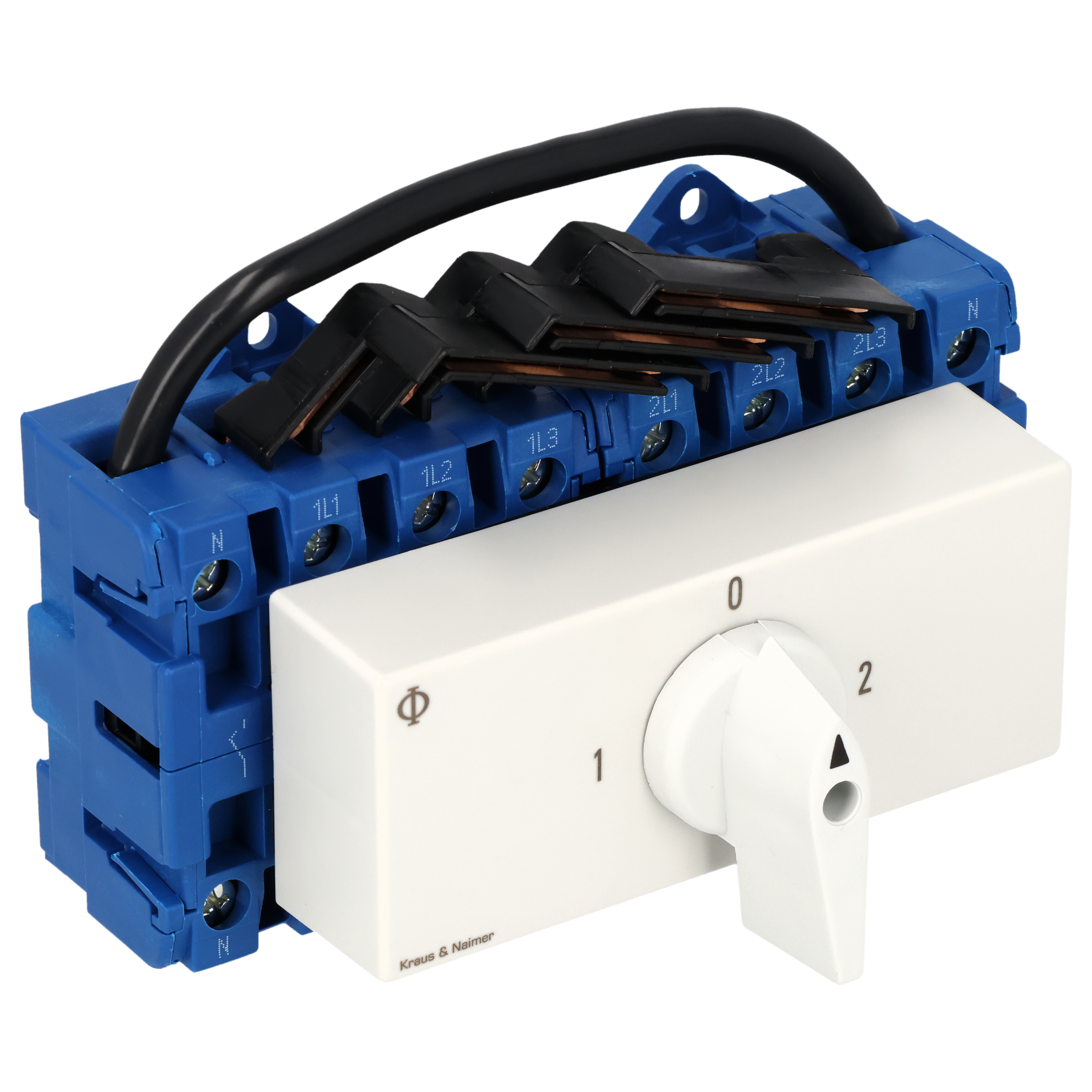 Changeover switch w. OFF; 4-pole; 1-0-2; Base mounting/DIN rail mounting