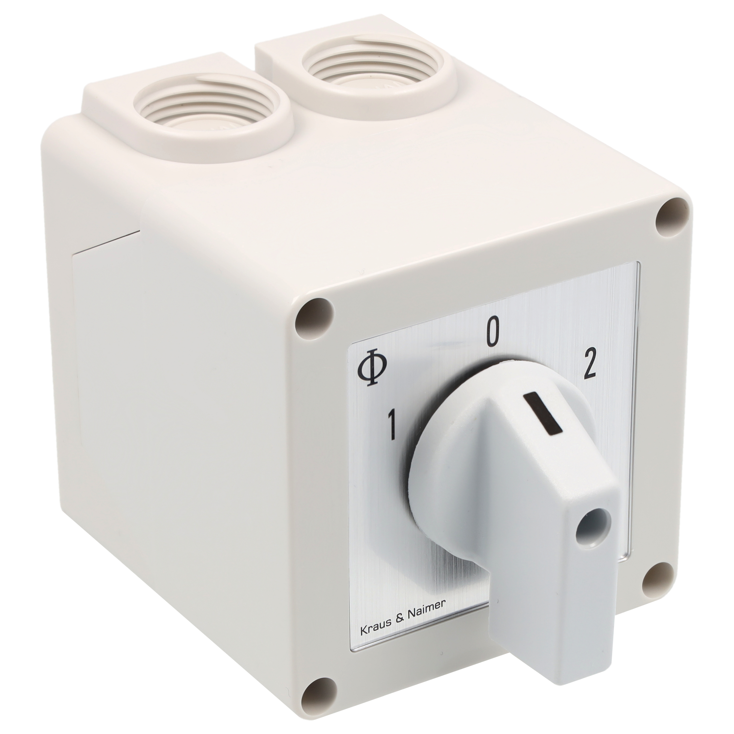 Changeover switch w. OFF; 4-pole; 1-0-2; Plastic housing