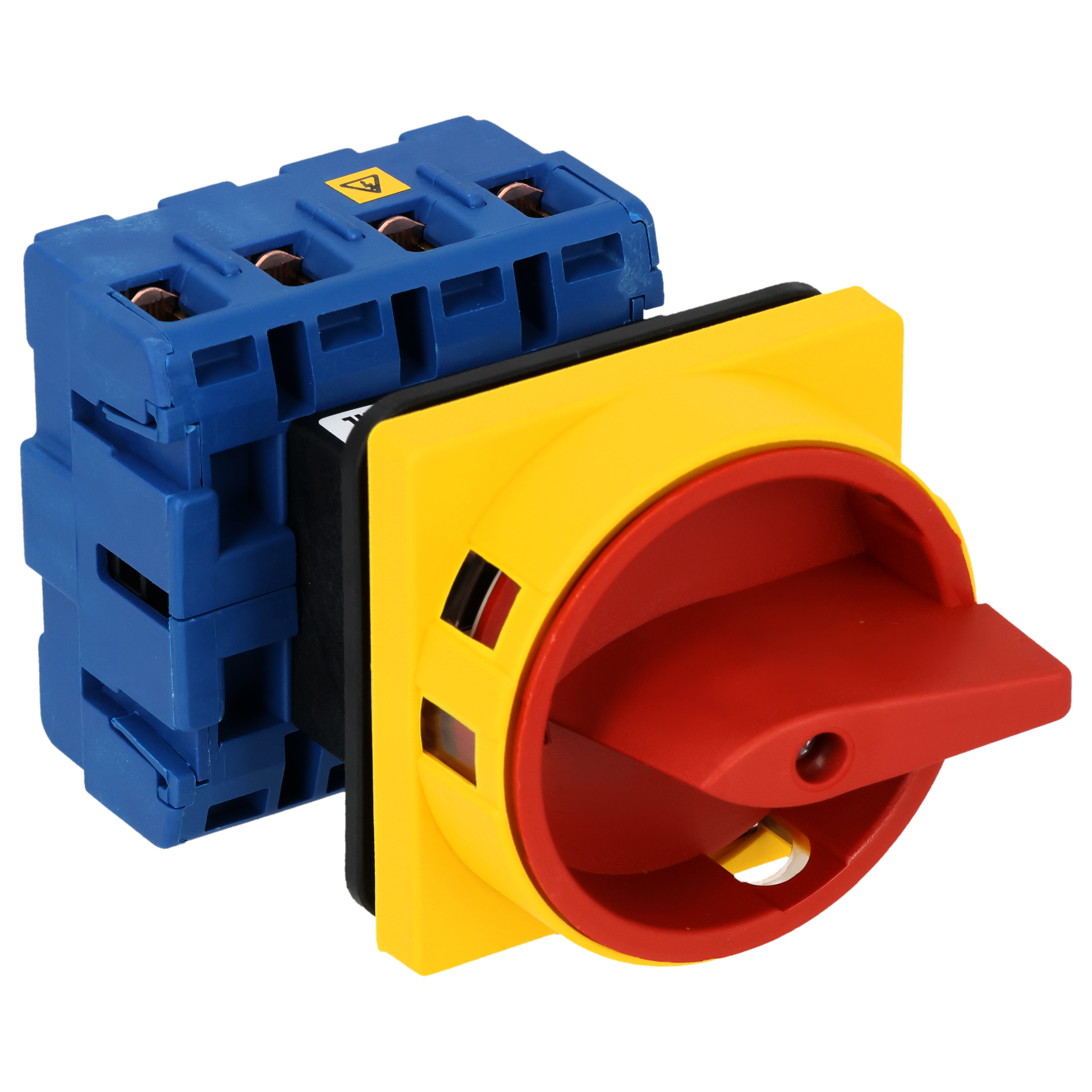 Main switch; ON/OFF switch; 4-pole; 0-I; Panel mounting 4-hole; Padlock Device; red