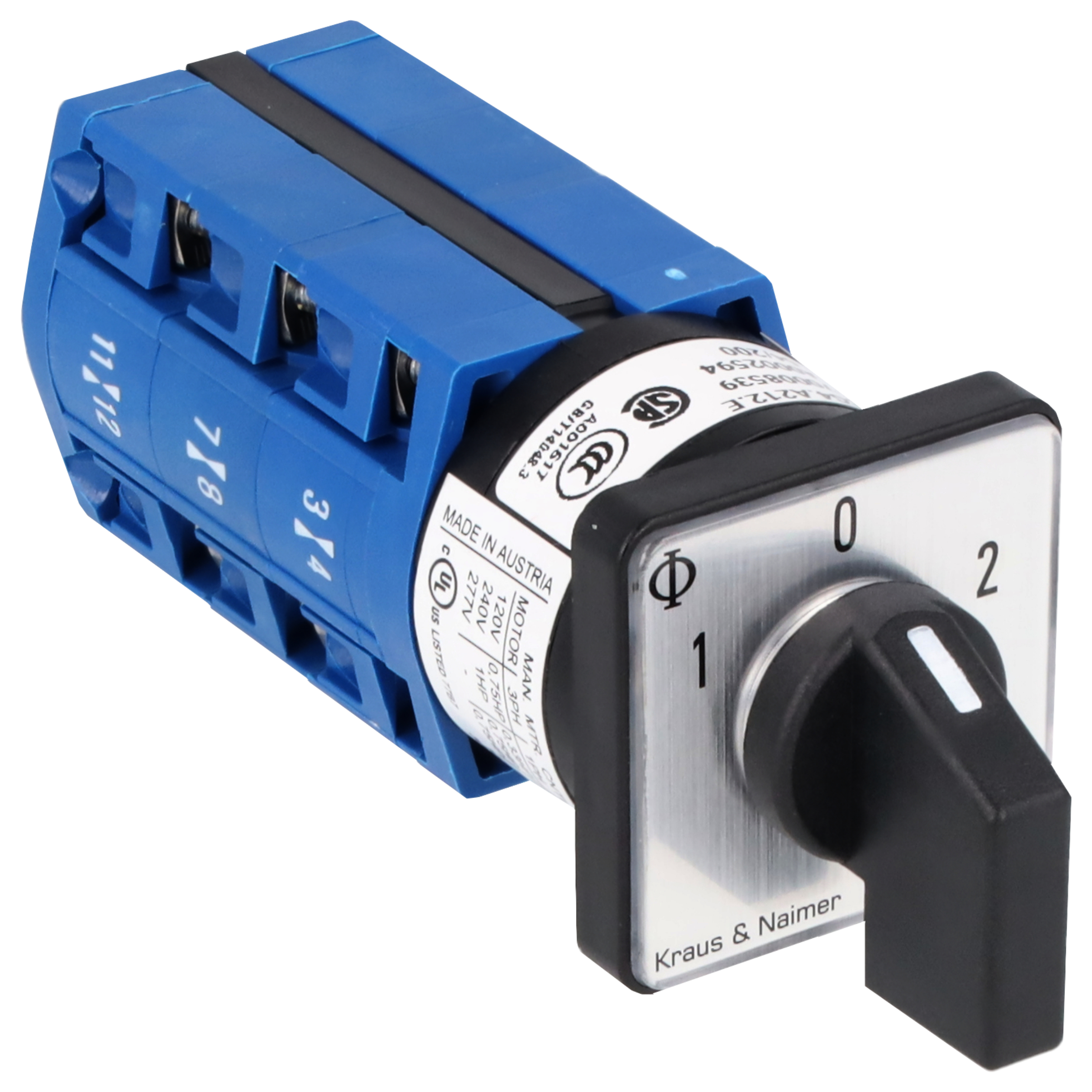 Schalter; 3-polig; 1-0-2; Fronteinbau 2-Loch