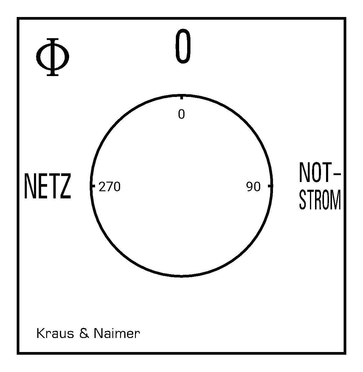 Changeover switch w. OFF; 3-pole; NETZ-0-NOTSTROM; Base mounting/DIN rail mounting