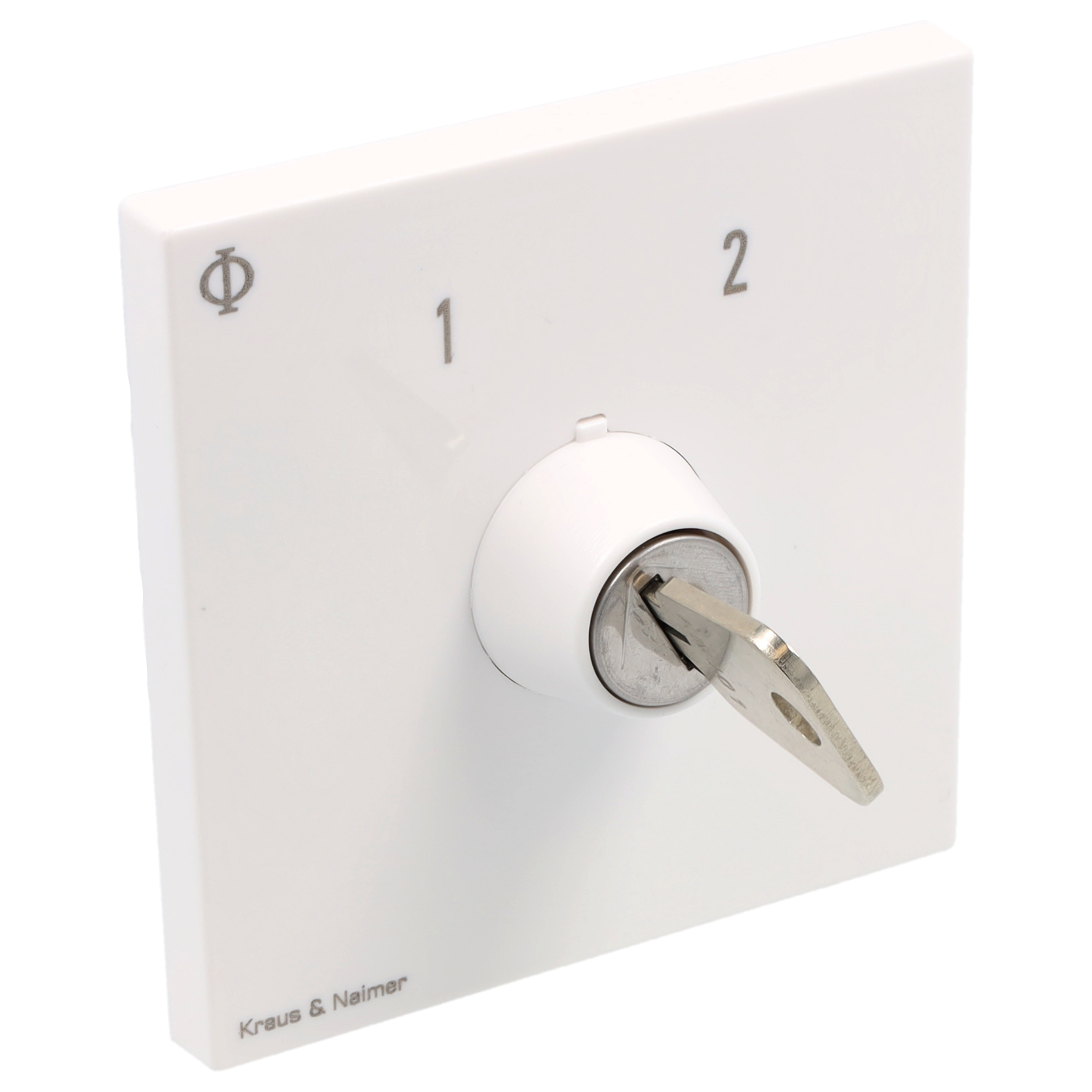 Key switch; Changeover switch w/o OFF; 1-pole; 1-2; Flush mounting; Key-Lock Device