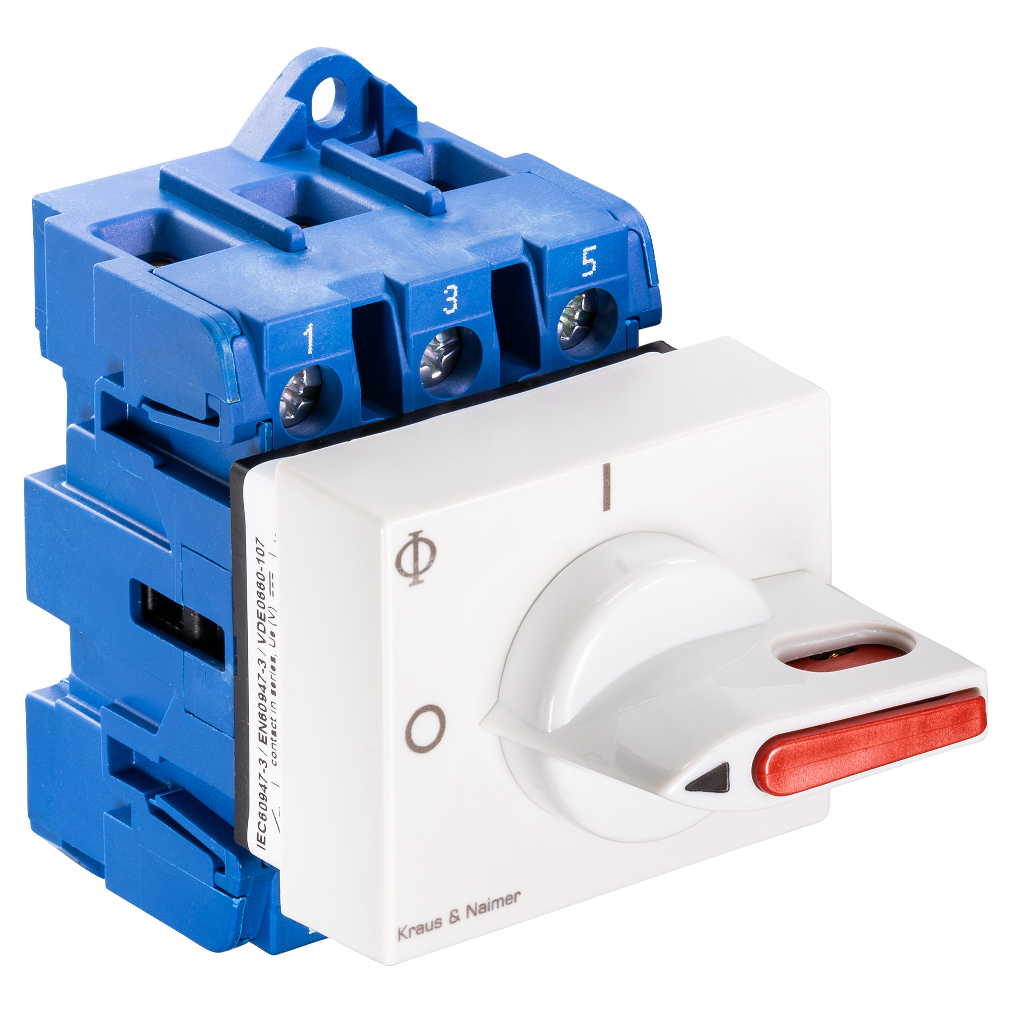 DC - Main switch; ON/OFF switch; 3-pole; 0-I; Base mounting/DIN rail mounting; Padlock Device; electric gray, locking bar flag red