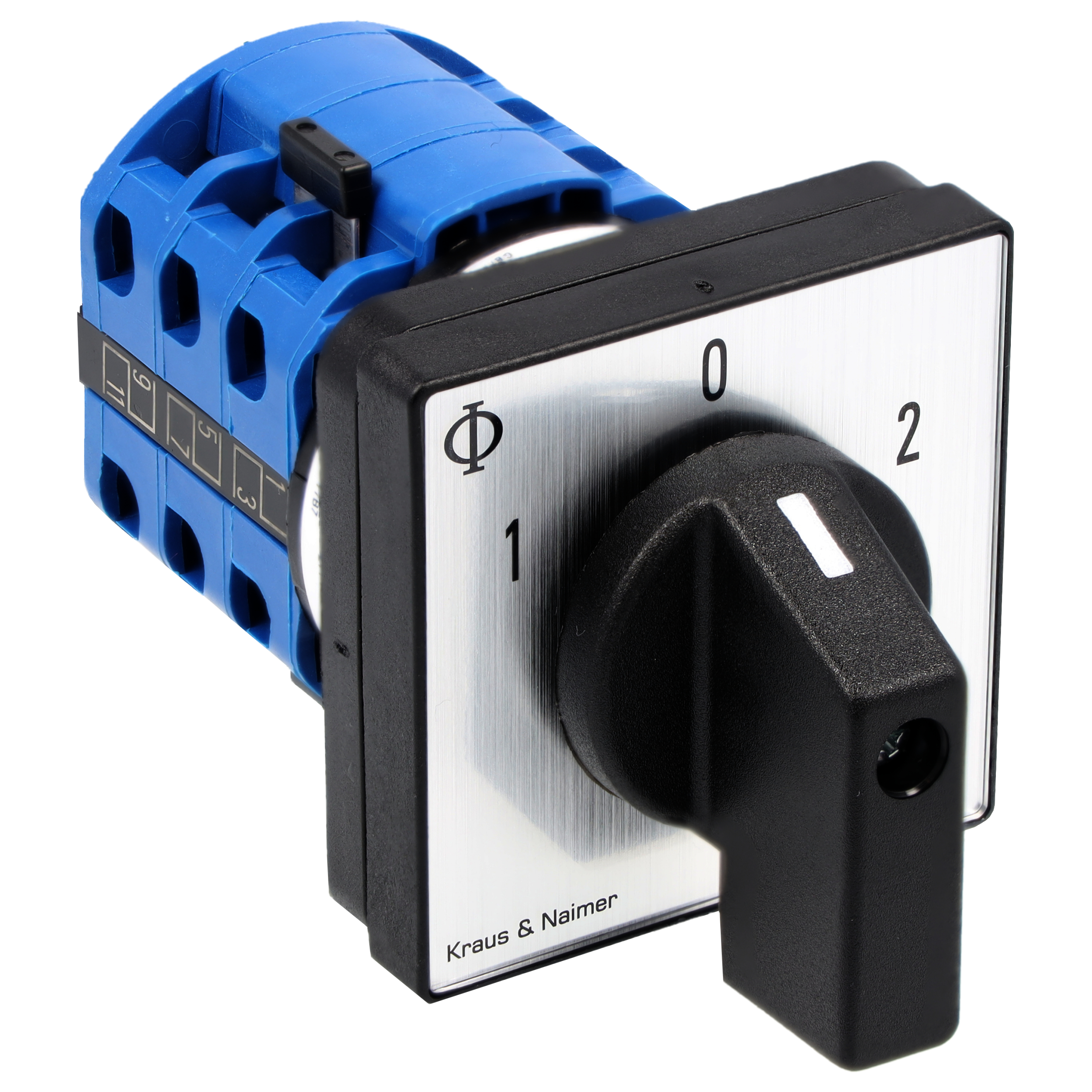 Reversing changeover switch; 3-pole; 1-0-2; Panel mounting 4-hole