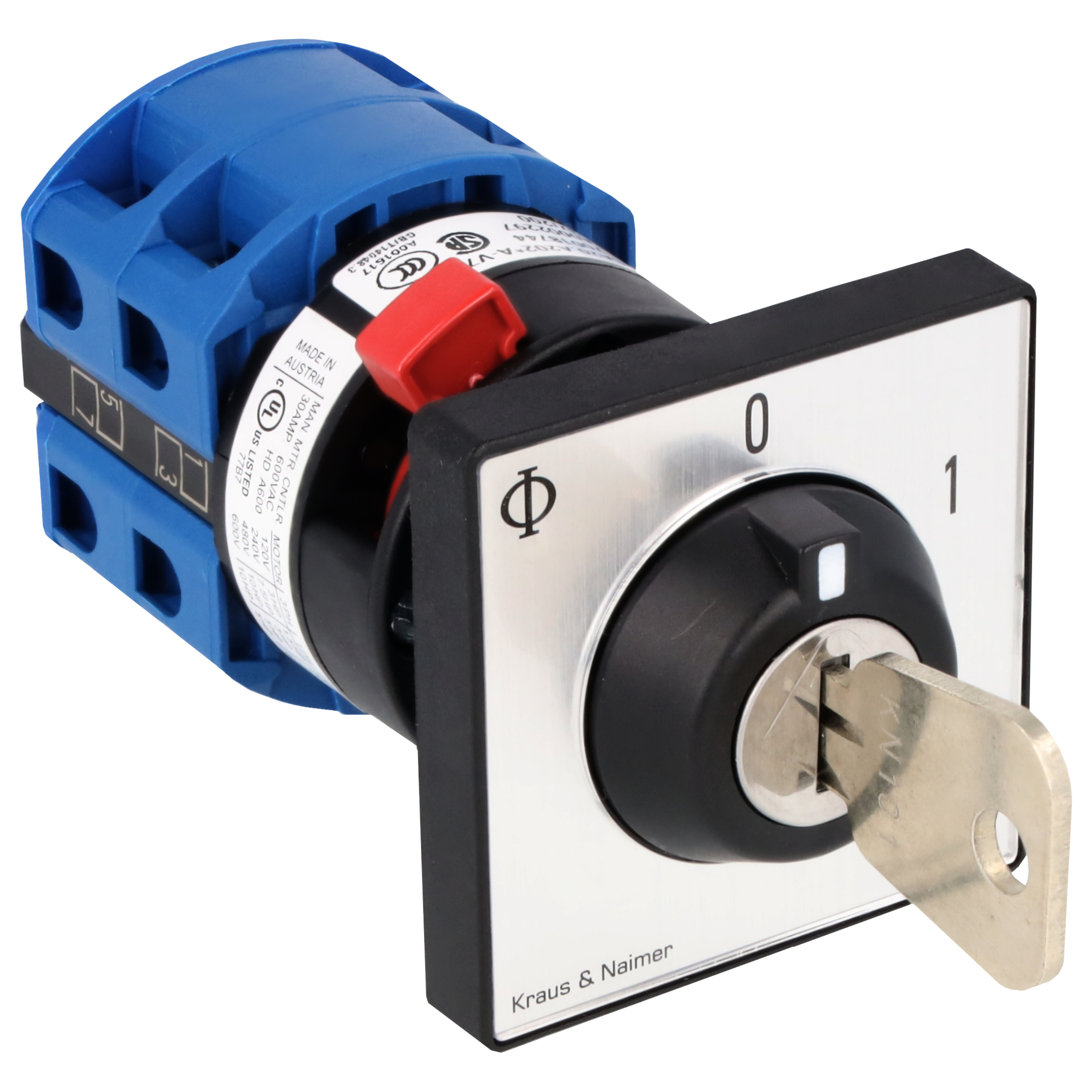 Key switch; ON/OFF switch; 2-pole; 0-1; single hole mounting; Key-Lock Device
