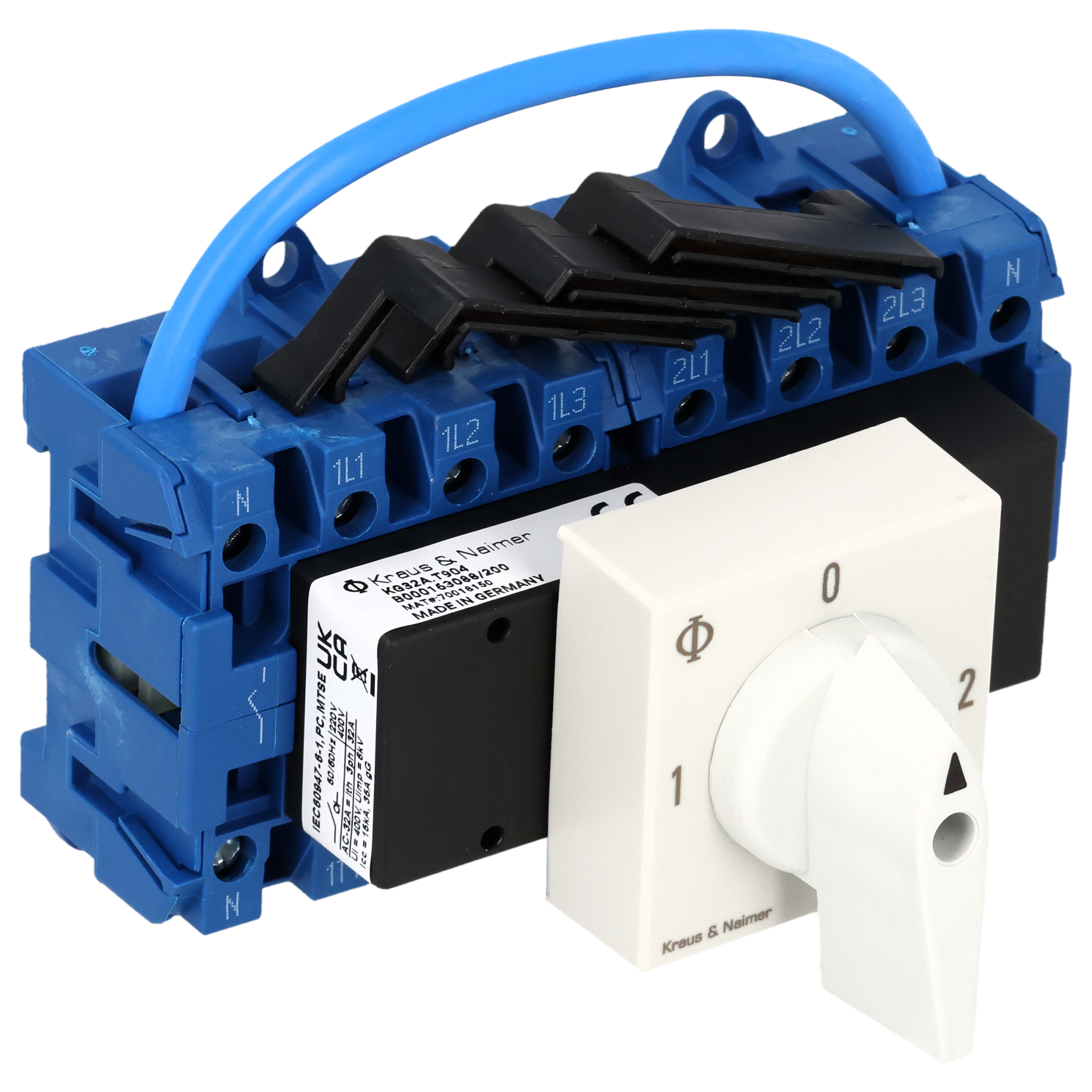 Changeover switch w. OFF; 4-pole; 1-0-2; Base mounting/DIN rail mounting