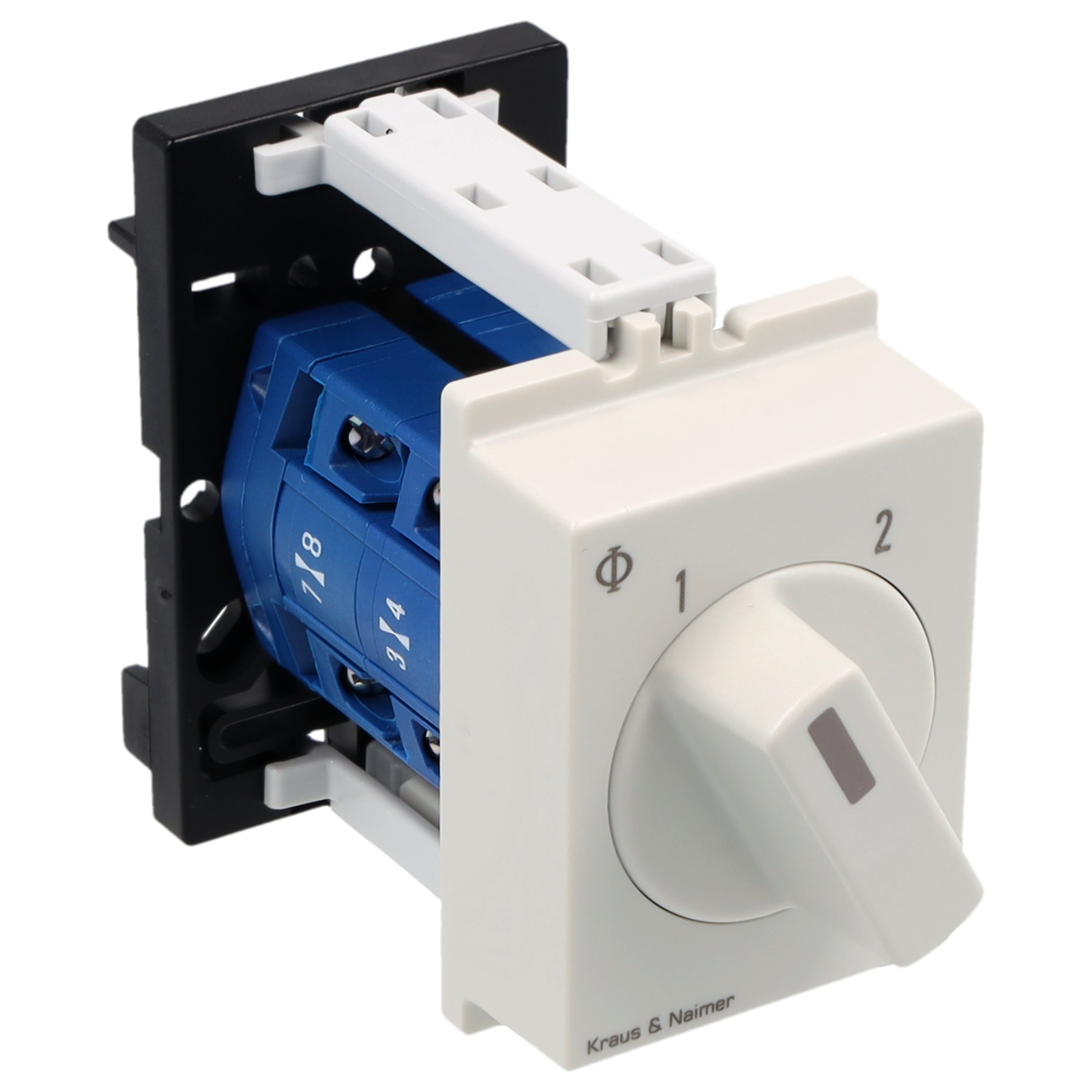 Changeover switch w/o OFF, isol. cont.; 2-pole; 1-2; DIN rail mounting