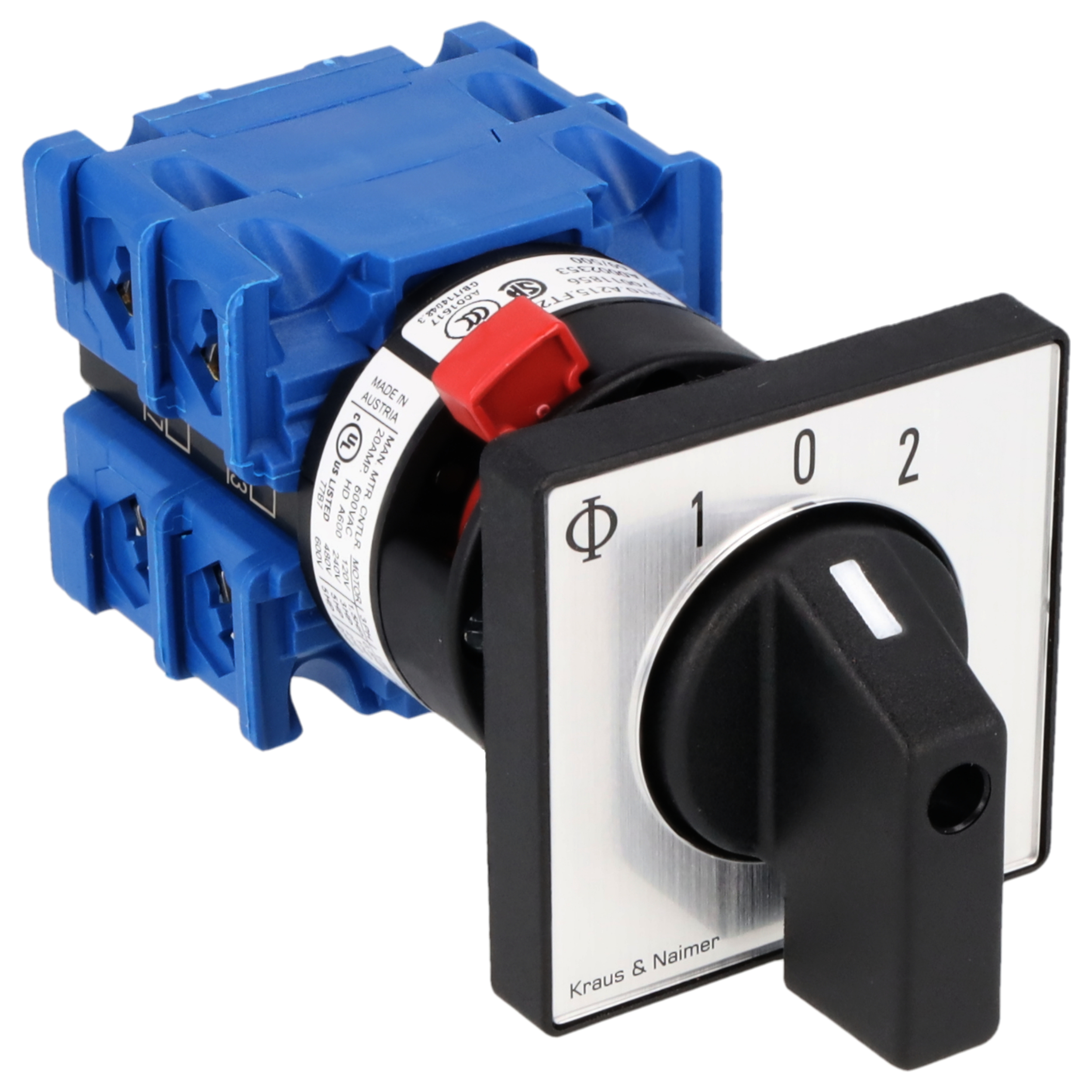 Changeover switch w. OFF, SR; 2-pole; 1-0-1; single hole mounting