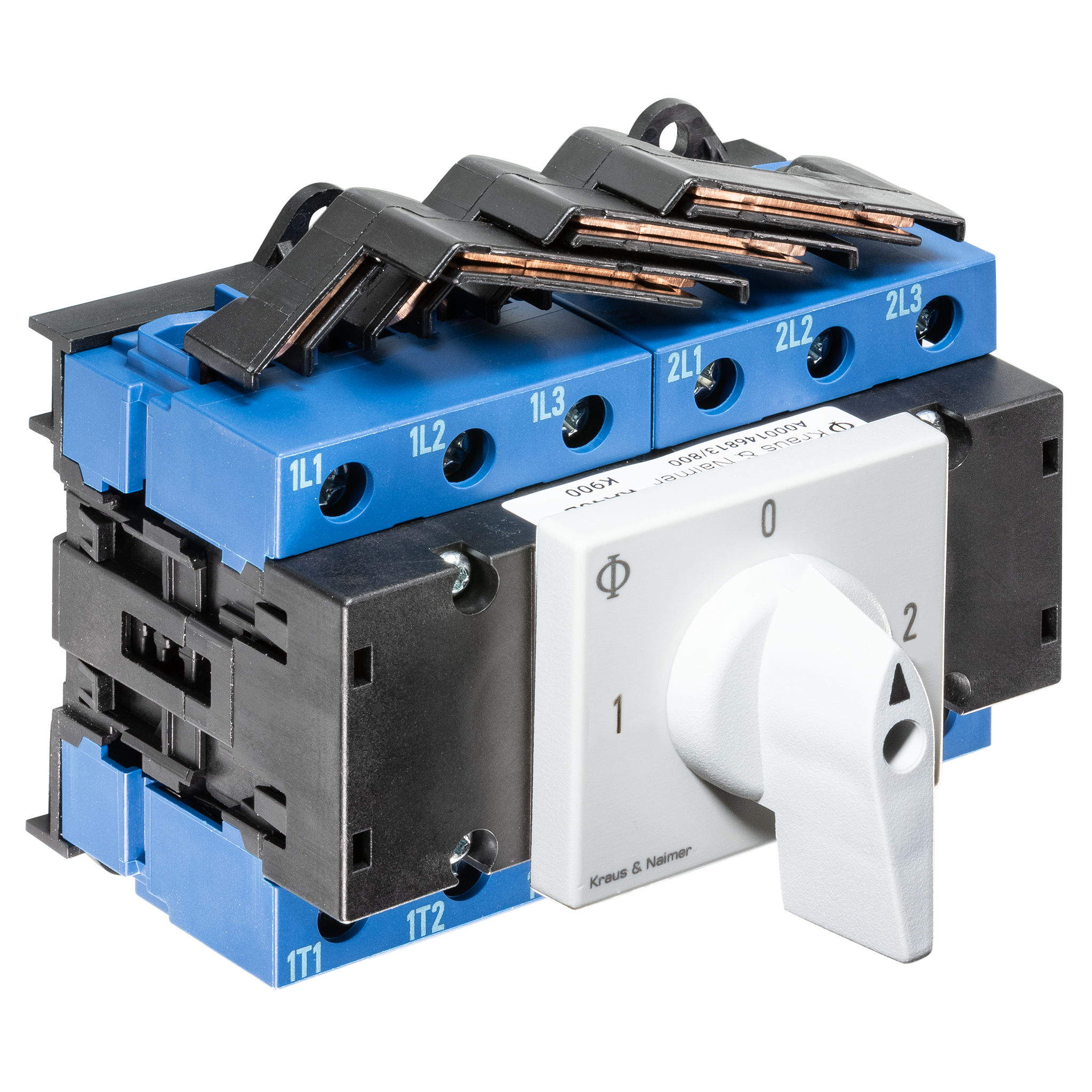 Changeover switch w. OFF; 3-pole; 1-0-2; Base mounting/DIN rail mounting