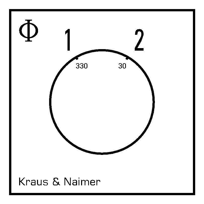 Umschalter o.0, galv.getr.; 4-polig; 1-2; Fronteinbau 2-Loch