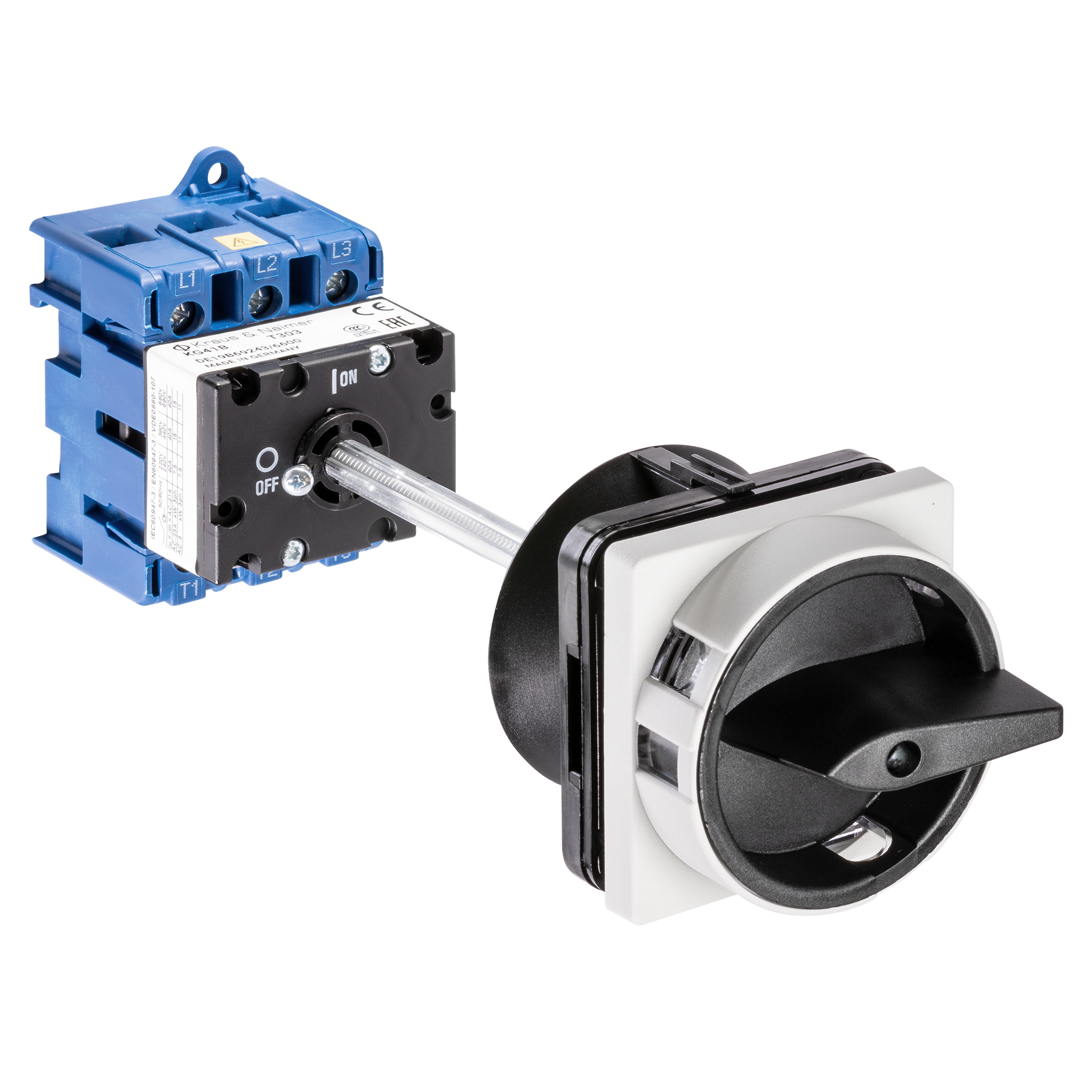 Hauptschalter; Ausschalter; 3-polig; 0-I; Verteilereinbau/Reiheneinbau; Sperrvorrichtung; schwarz; Türkupplung