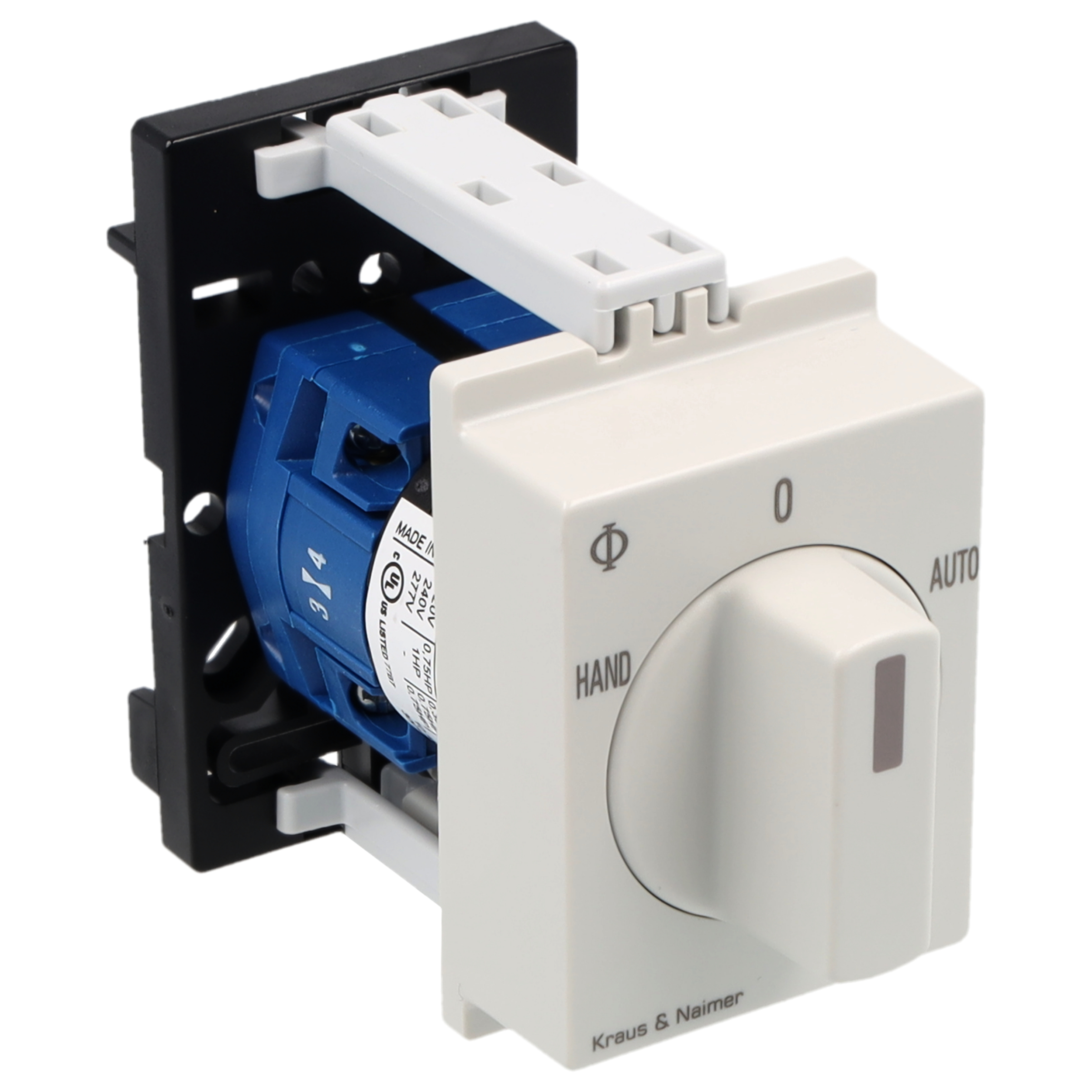 Changeover switch w. OFF; 1-pole; HAND-0-AUTO; DIN rail mounting