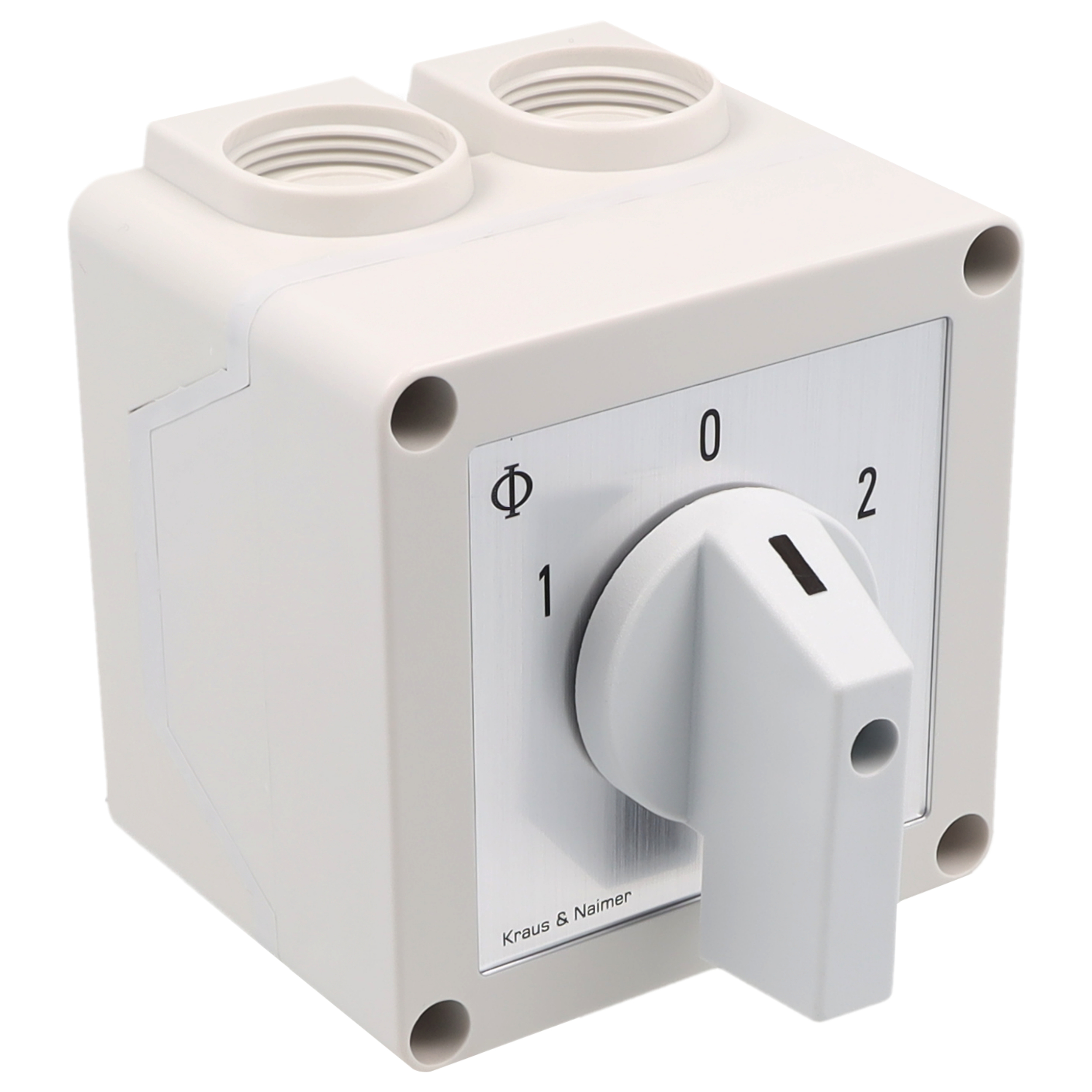 Changeover switch w. OFF; 2-pole; 1-0-2; Plastic housing