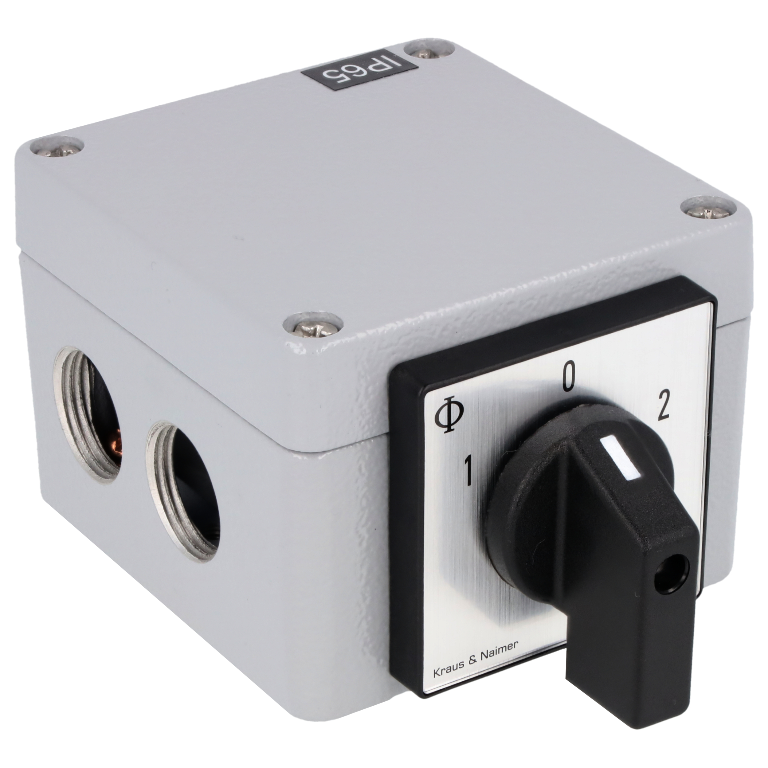 Changeover switch w. OFF; 2-pole; 1-0-2; aluminium enclosure