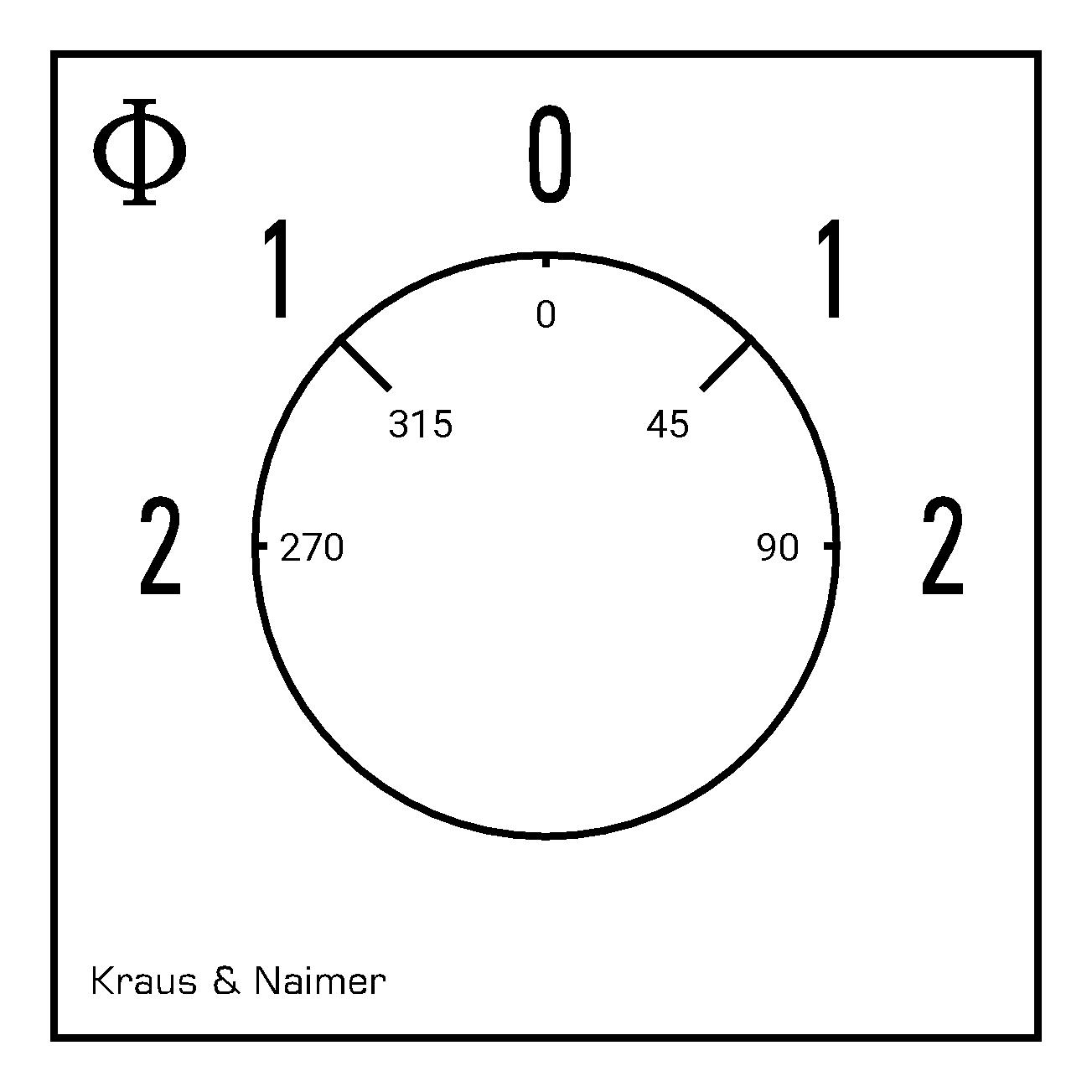Reversing motor switch; 2-1-0-1-2; Panel mounting 4-hole