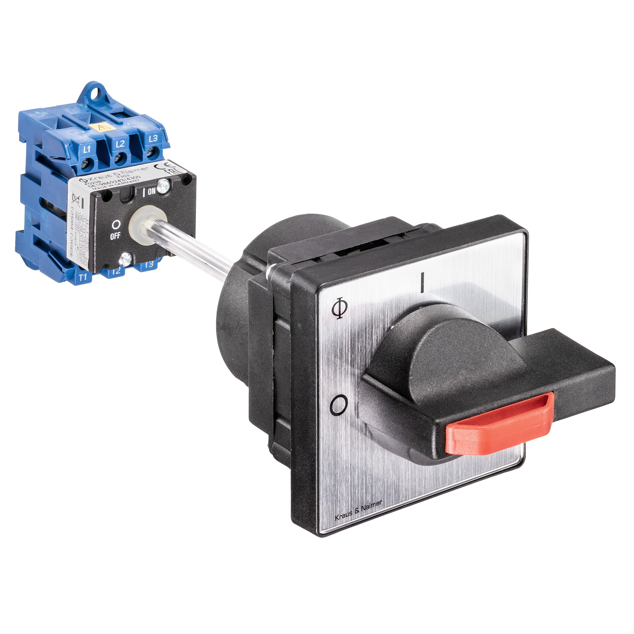 Hauptschalter; Ausschalter; 3-polig; 0-I; Verteilereinbau/Reiheneinbau; Sperrvorrichtung; Achsverlängerung