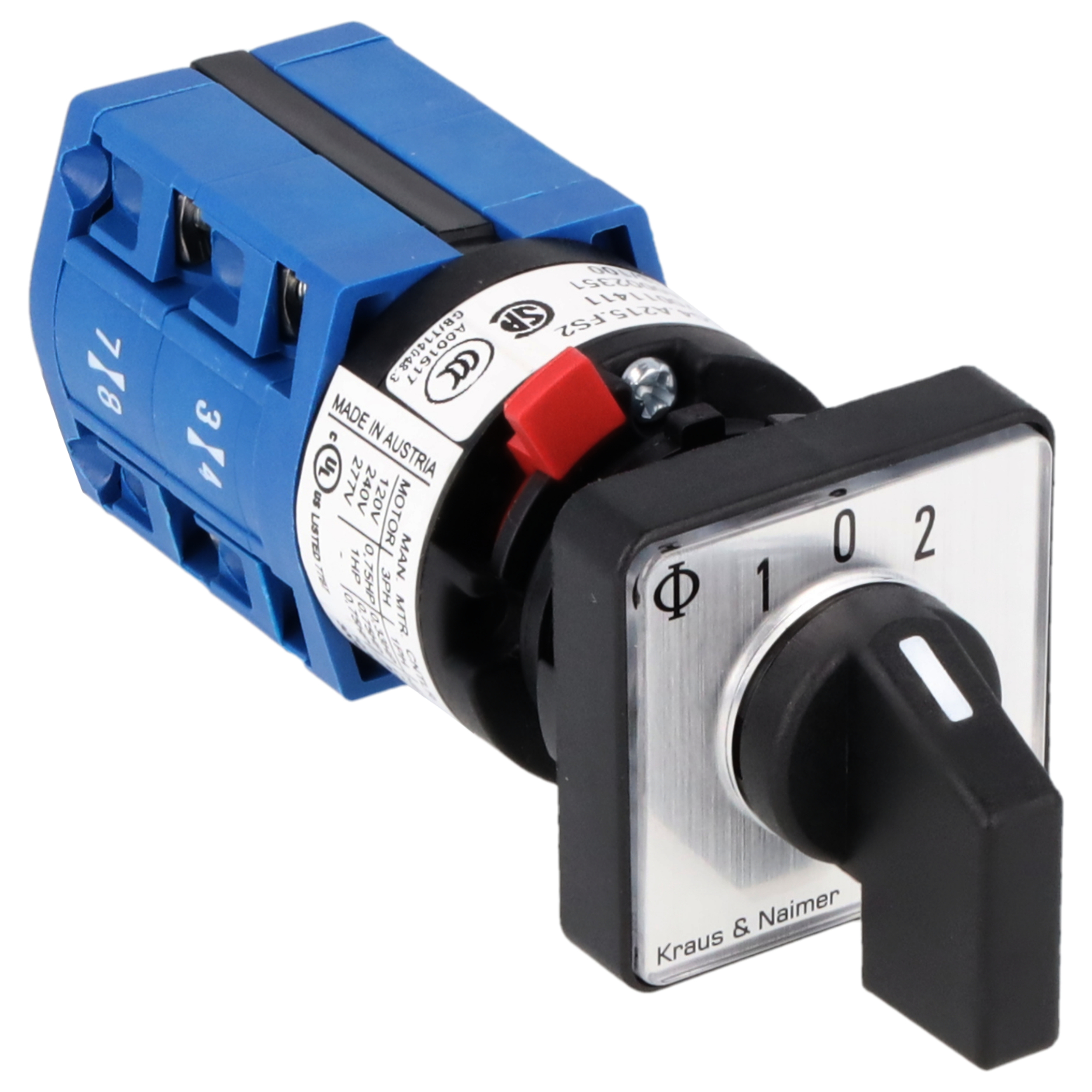 Changeover switch w. OFF, isol. cont., SR; 2-pole; 1-0-1; single hole mounting