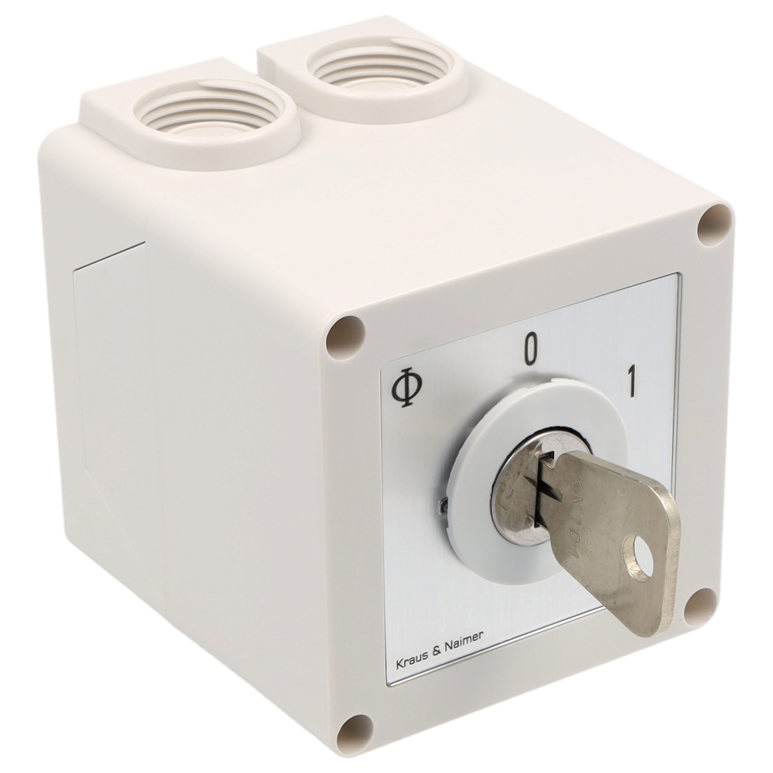 Key switch; Changeover switch w. OFF, SR; 2-pole; 1-0-1; Plastic housing; Key-Lock Device