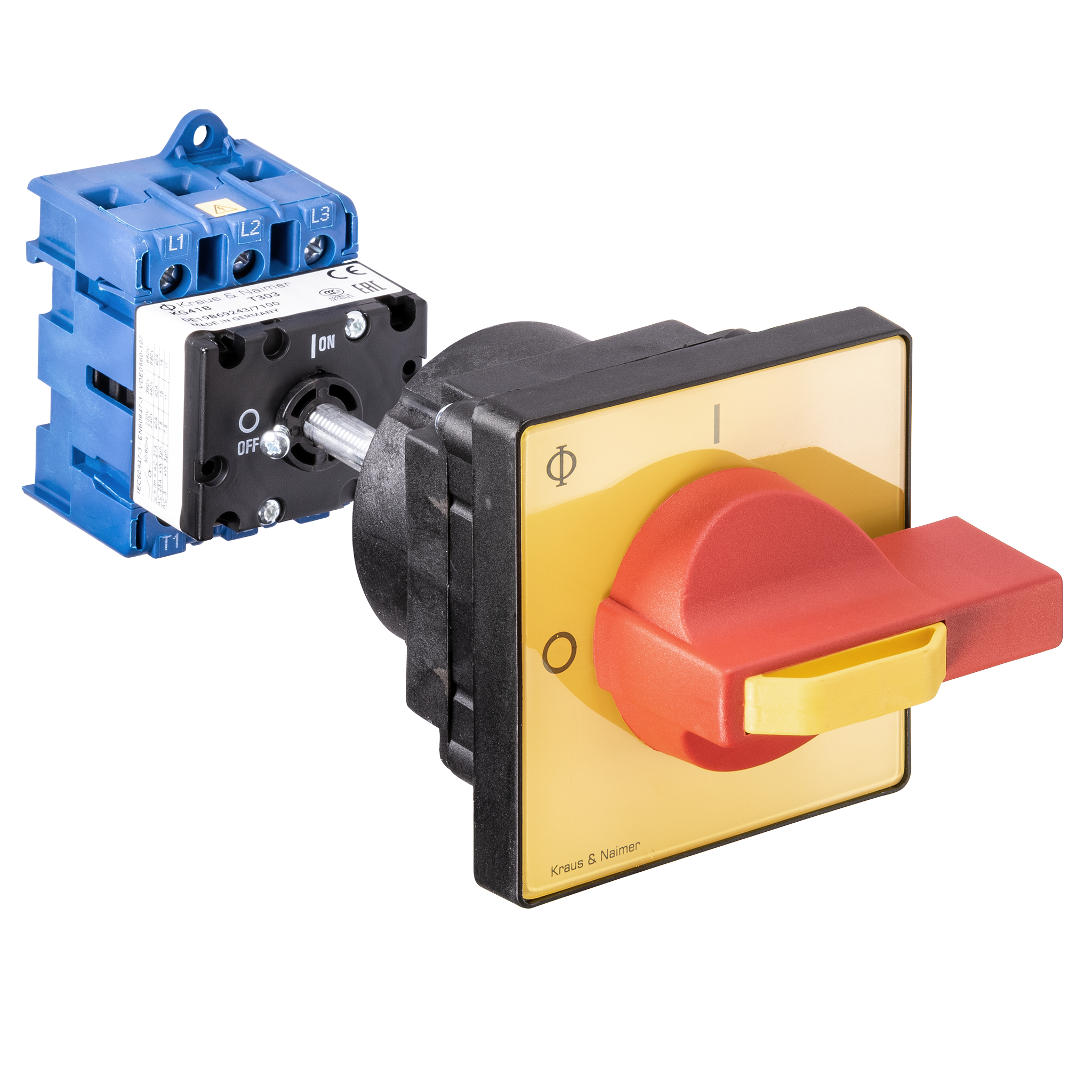 Hauptschalter; Ausschalter; 3-polig; 0-I; Verteilereinbau/Reiheneinbau; Sperrvorrichtung; Achsverlängerung