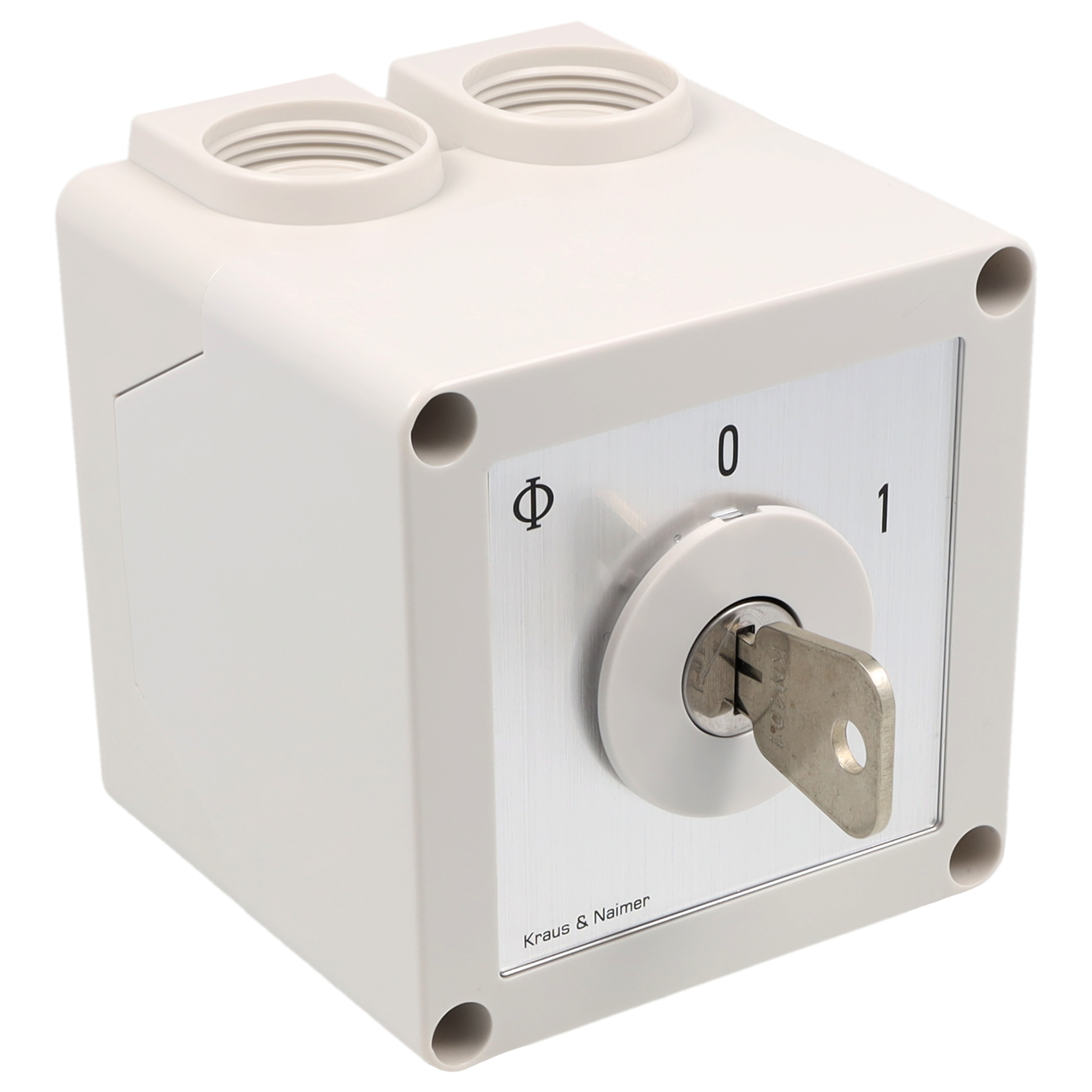 Key switch; Changeover switch w. OFF, SR; 1-pole; 1-0-1; Plastic housing; Key-Lock Device