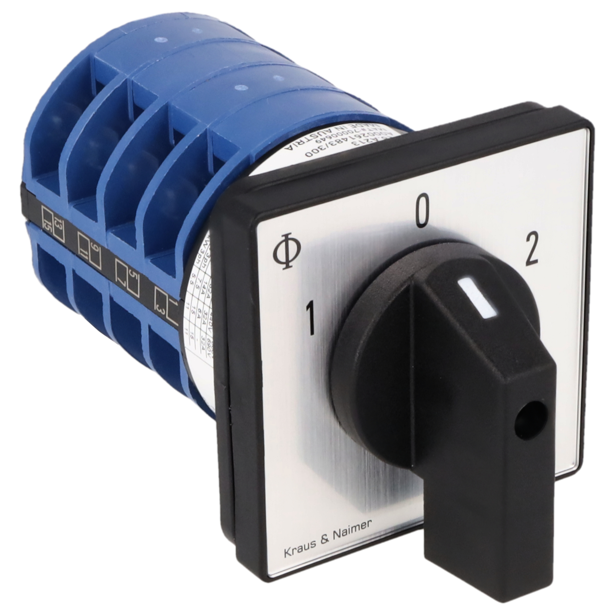 Changeover switch w. OFF; 4-pole; 1-0-2; Panel mounting 4-hole