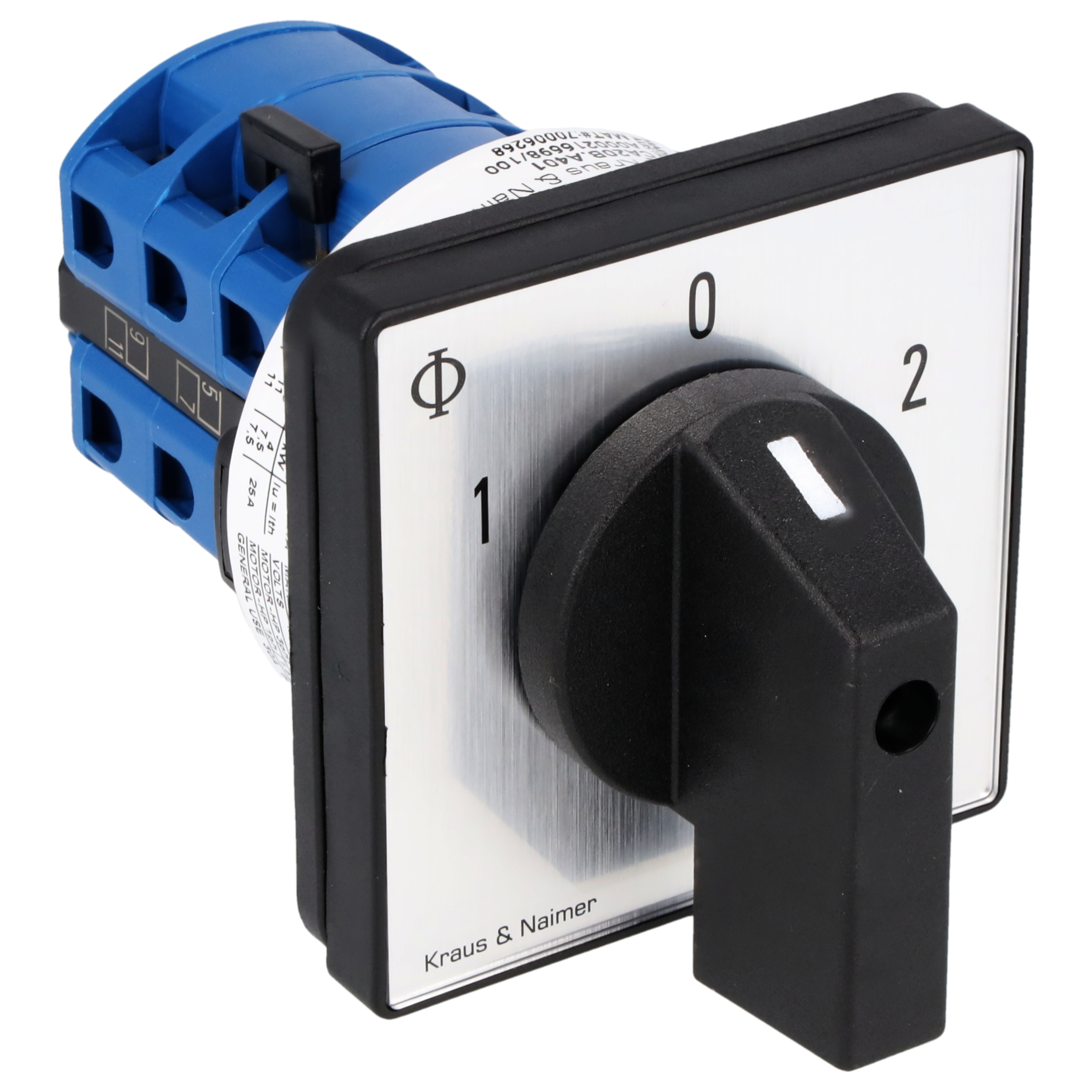 Wendeumschalter; 3-polig; 1-0-2; Fronteinbau 4-Loch