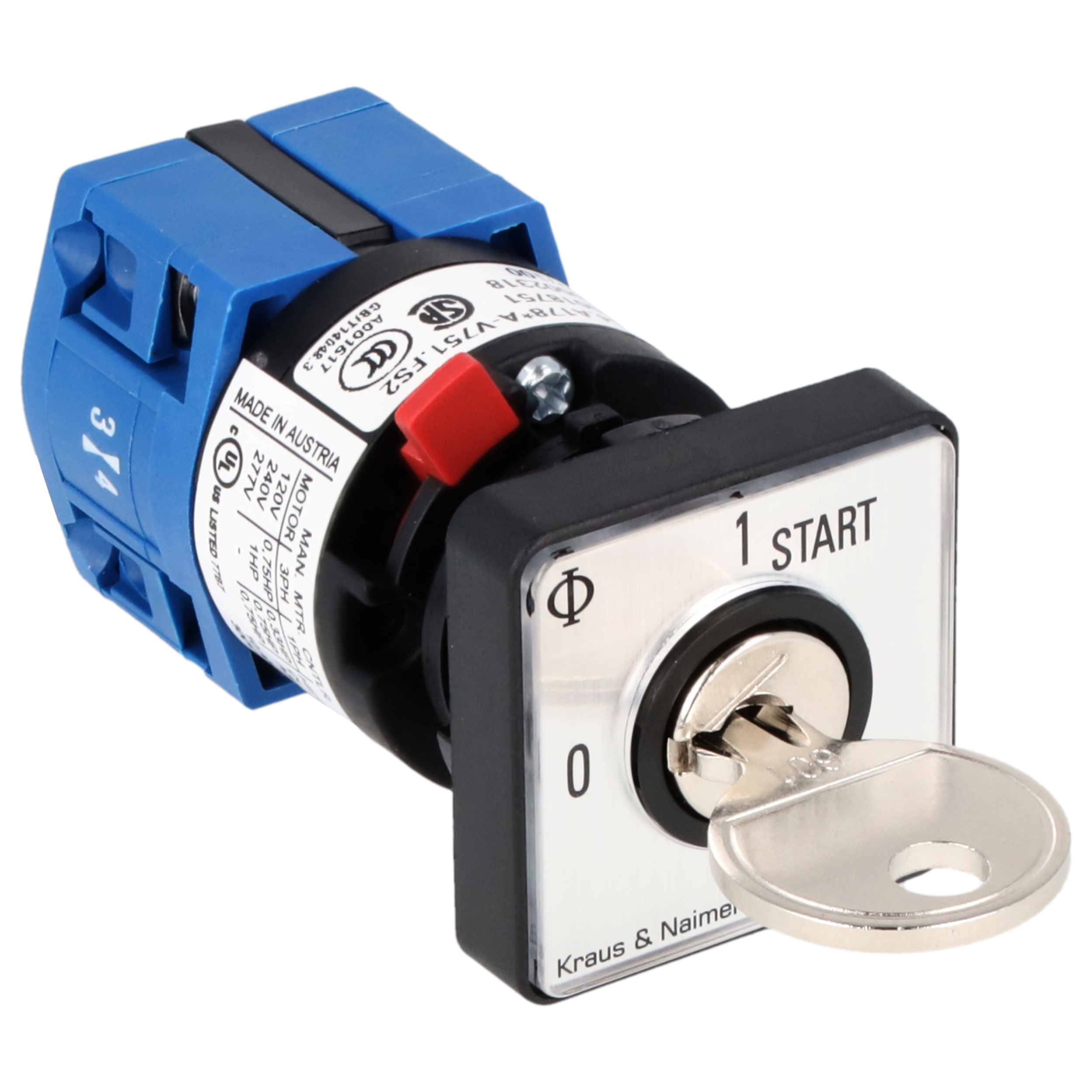 Key switch; Start stop switch; 0-1-START; single hole mounting; Key-Lock Device