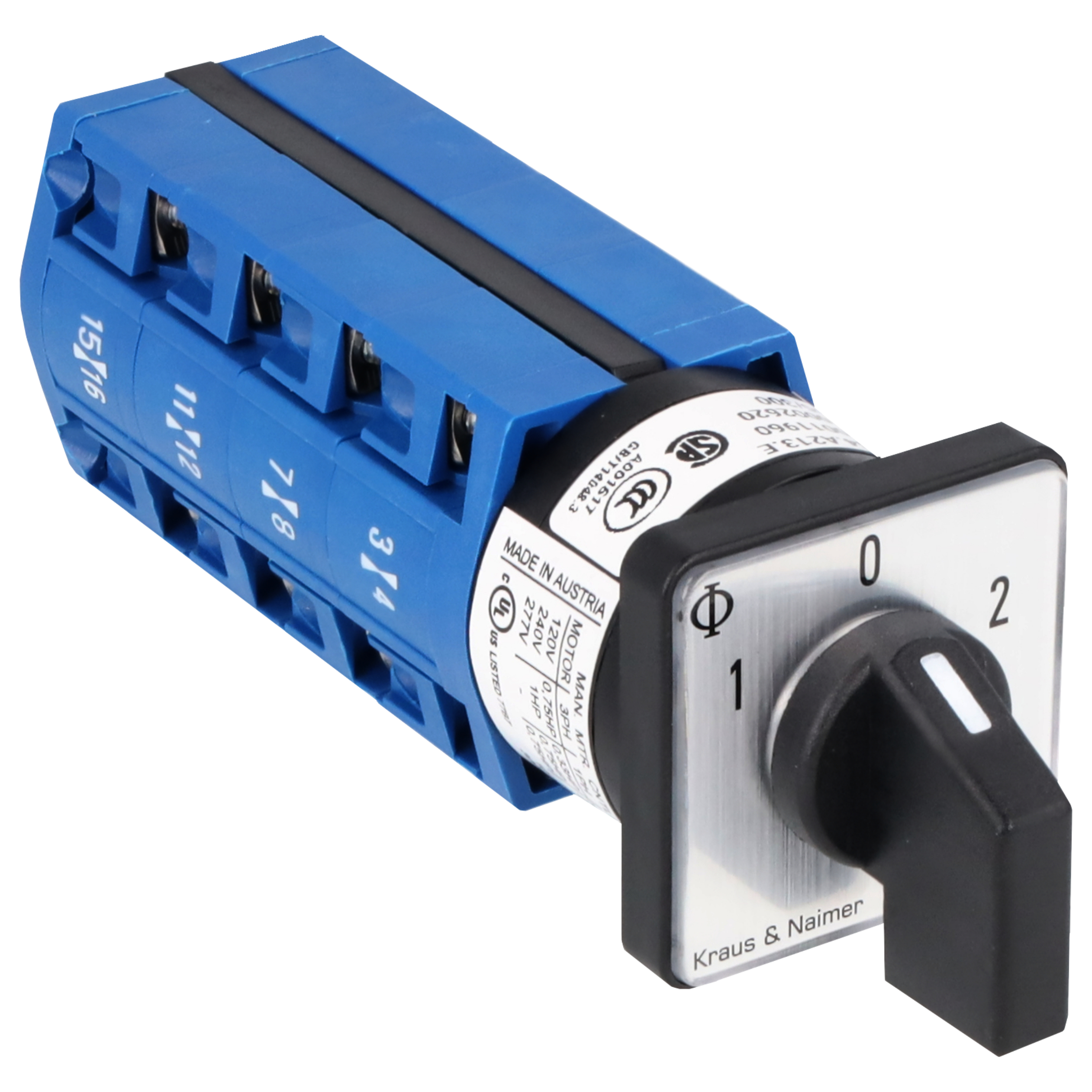 Changeover switch w. OFF; 4-pole; 1-0-2; Panel mounting 2-hole