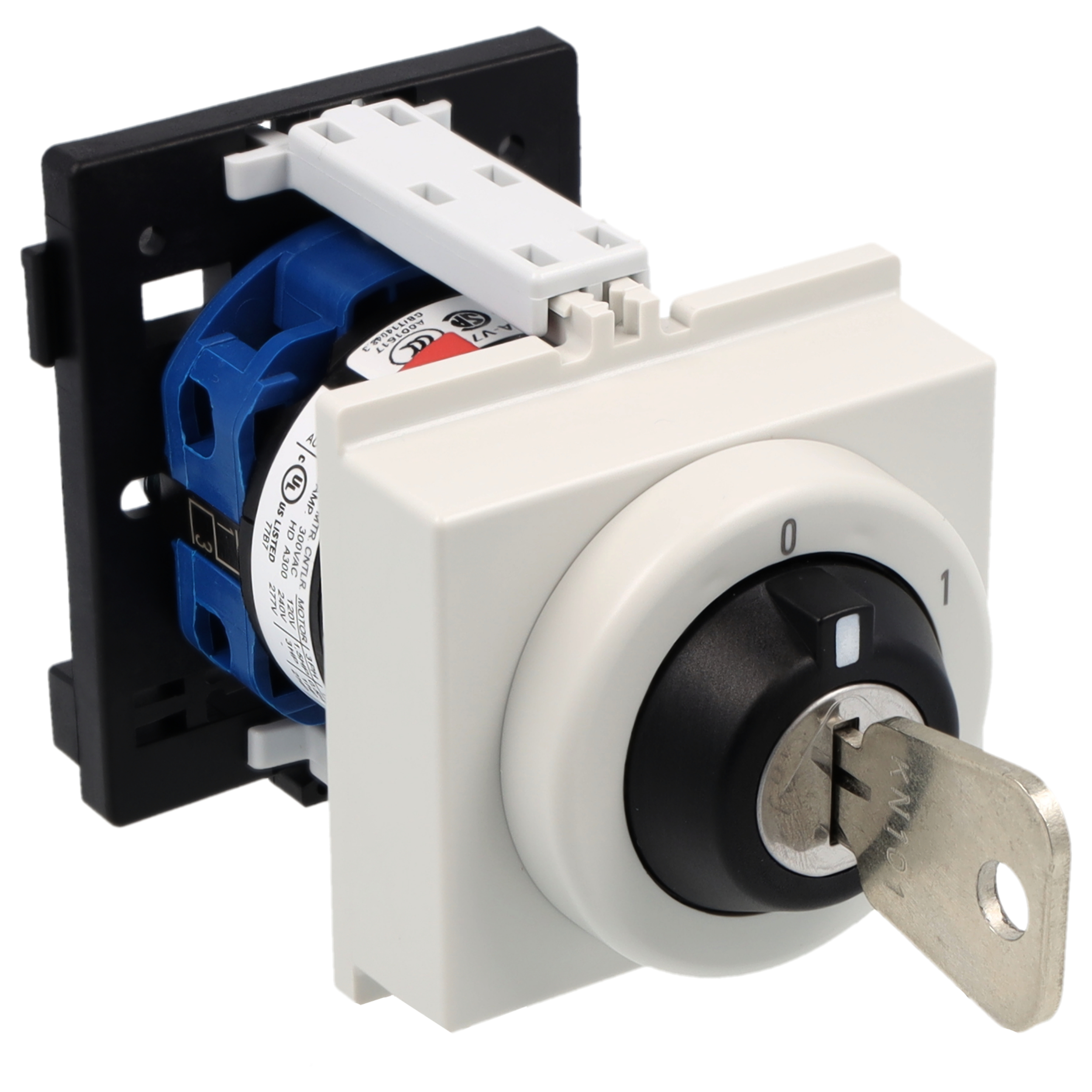 Schlüsselschalter; Ausschalter; 2-polig; 0-1; Reiheneinbau; Schlüsseleinrichtung