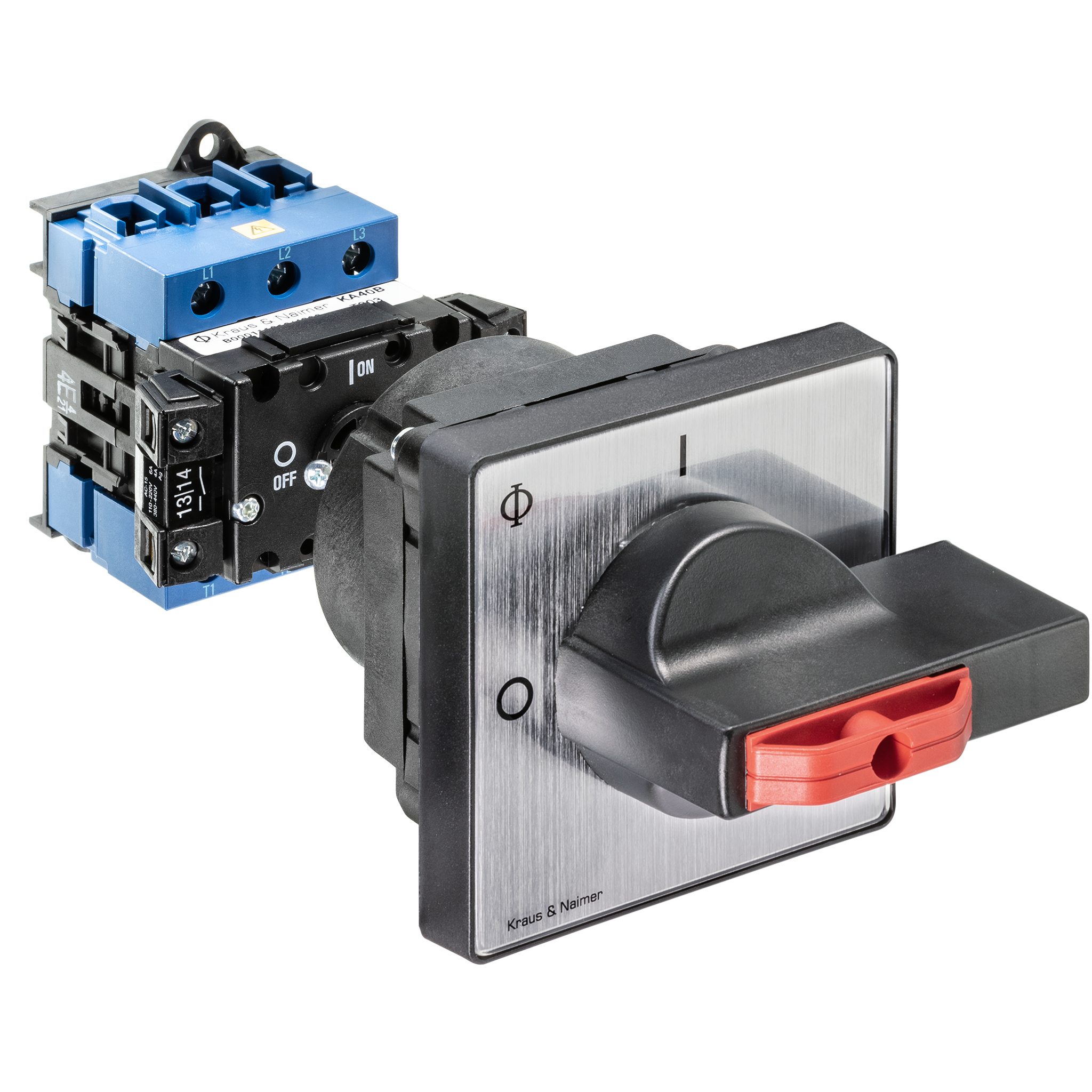 Main switch; ON/OFF switch; 3-pole; 0-I; Base mounting/DIN rail mounting; Padlock Device; Shaft Extension; Auxiliary Contact