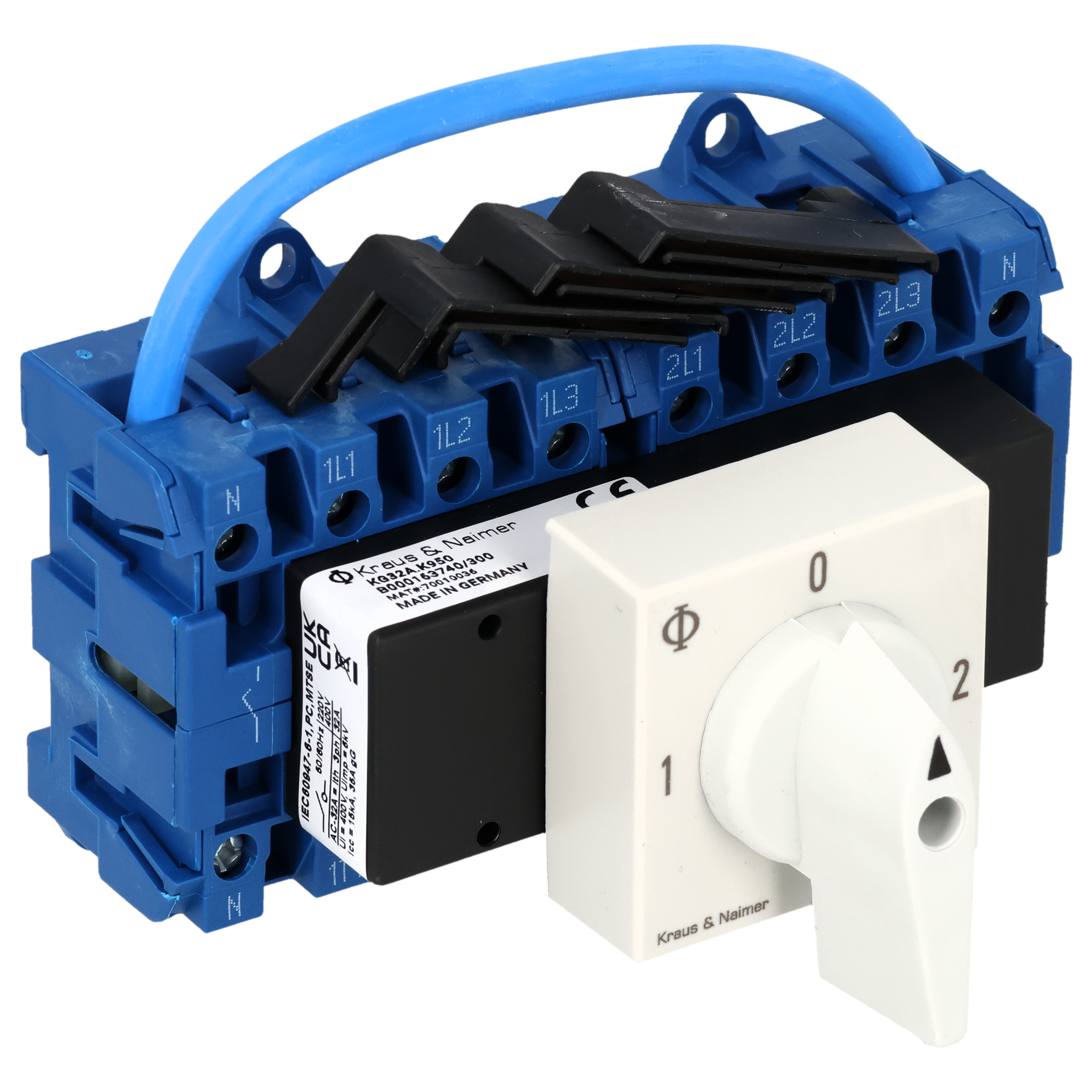 Umschalter m.0; 4-polig; 1-0-2; Verteilereinbau/Reiheneinbau