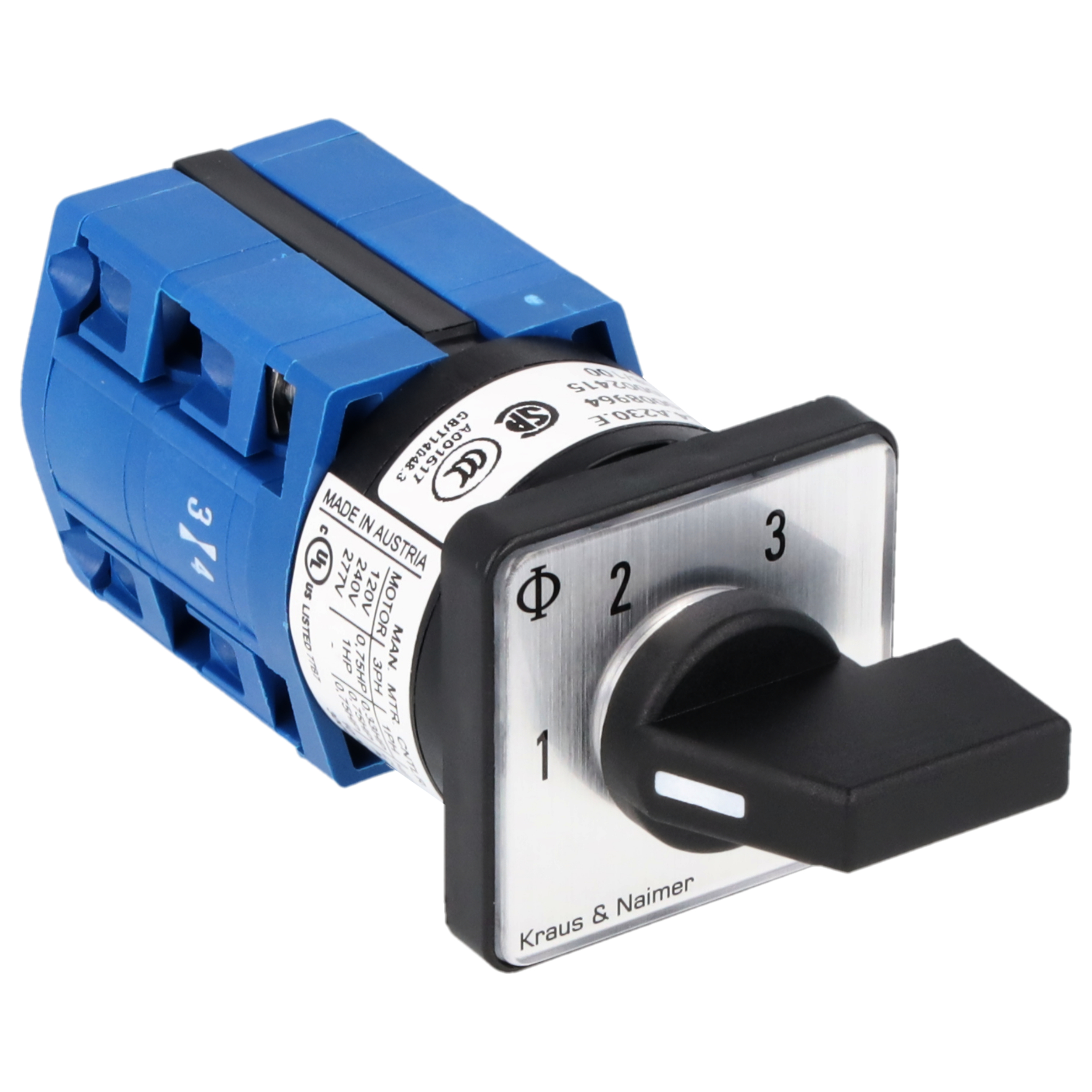 Multi-step switch 1-3; 1-pole; 1-2-3; Panel mounting 2-hole