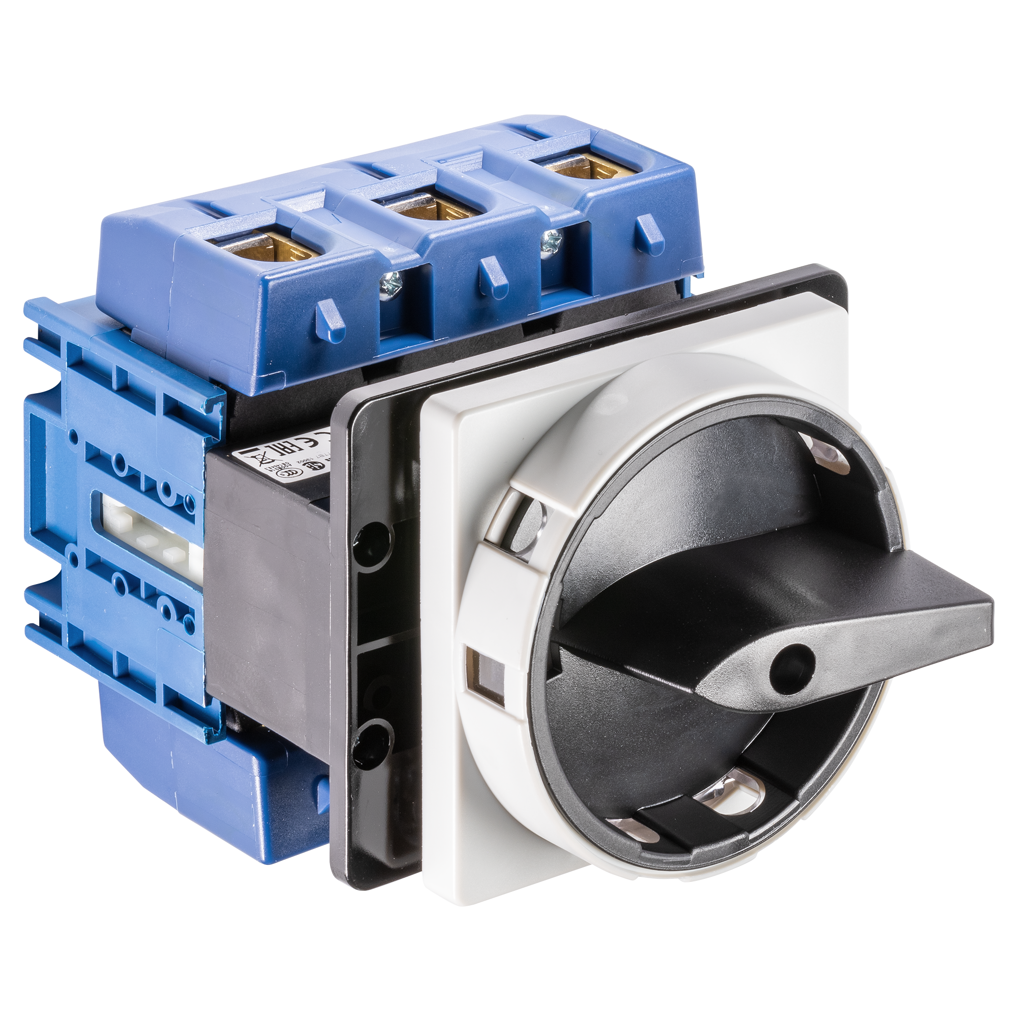 Hauptschalter; Ausschalter; 3-polig; 0-I; Fronteinbau 4-Loch; Sperrvorrichtung; schwarz; Klemmenabdeckung