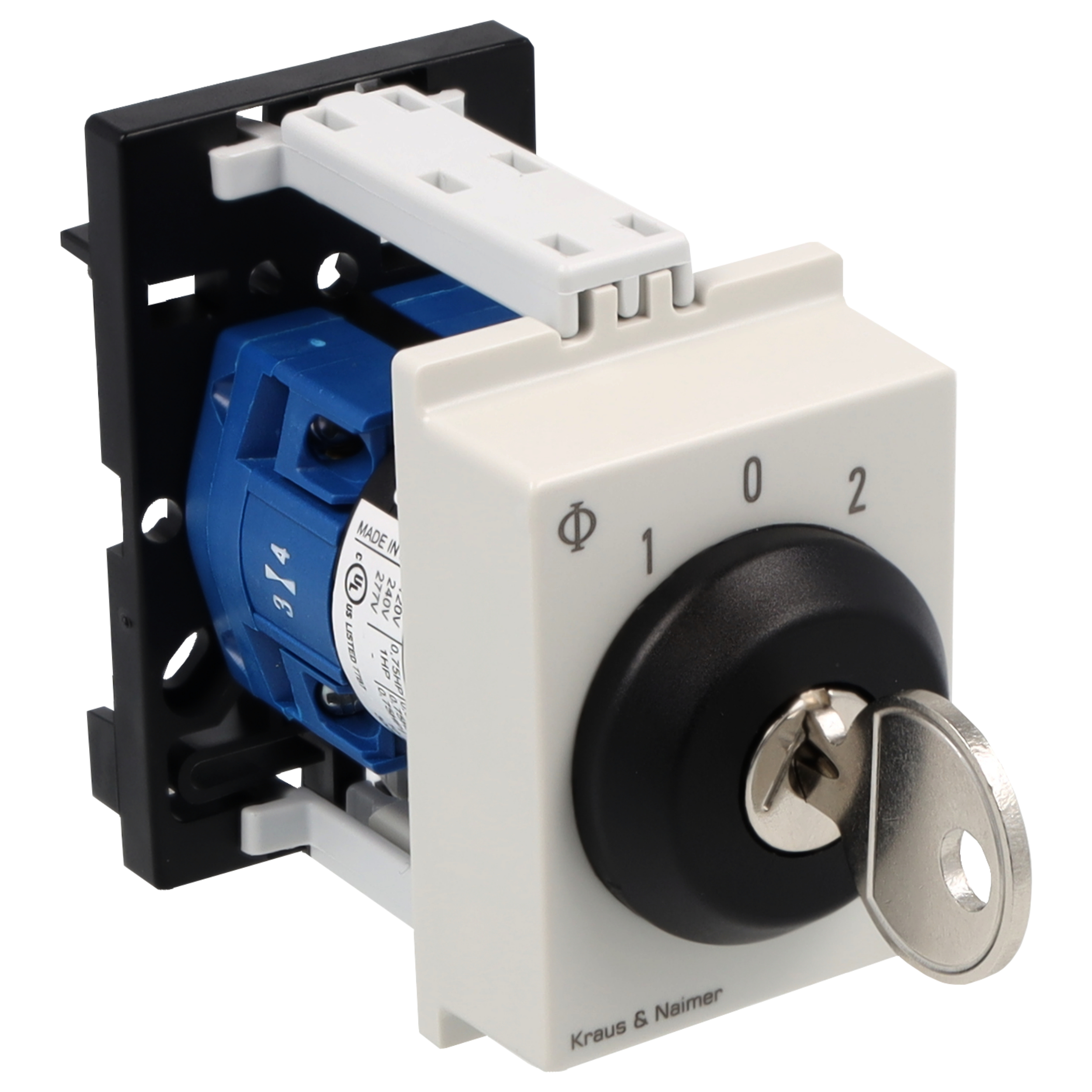 Key switch; Changeover switch w. OFF, SR; 1-pole; 1-0-1; DIN rail mounting; Key-Lock Device