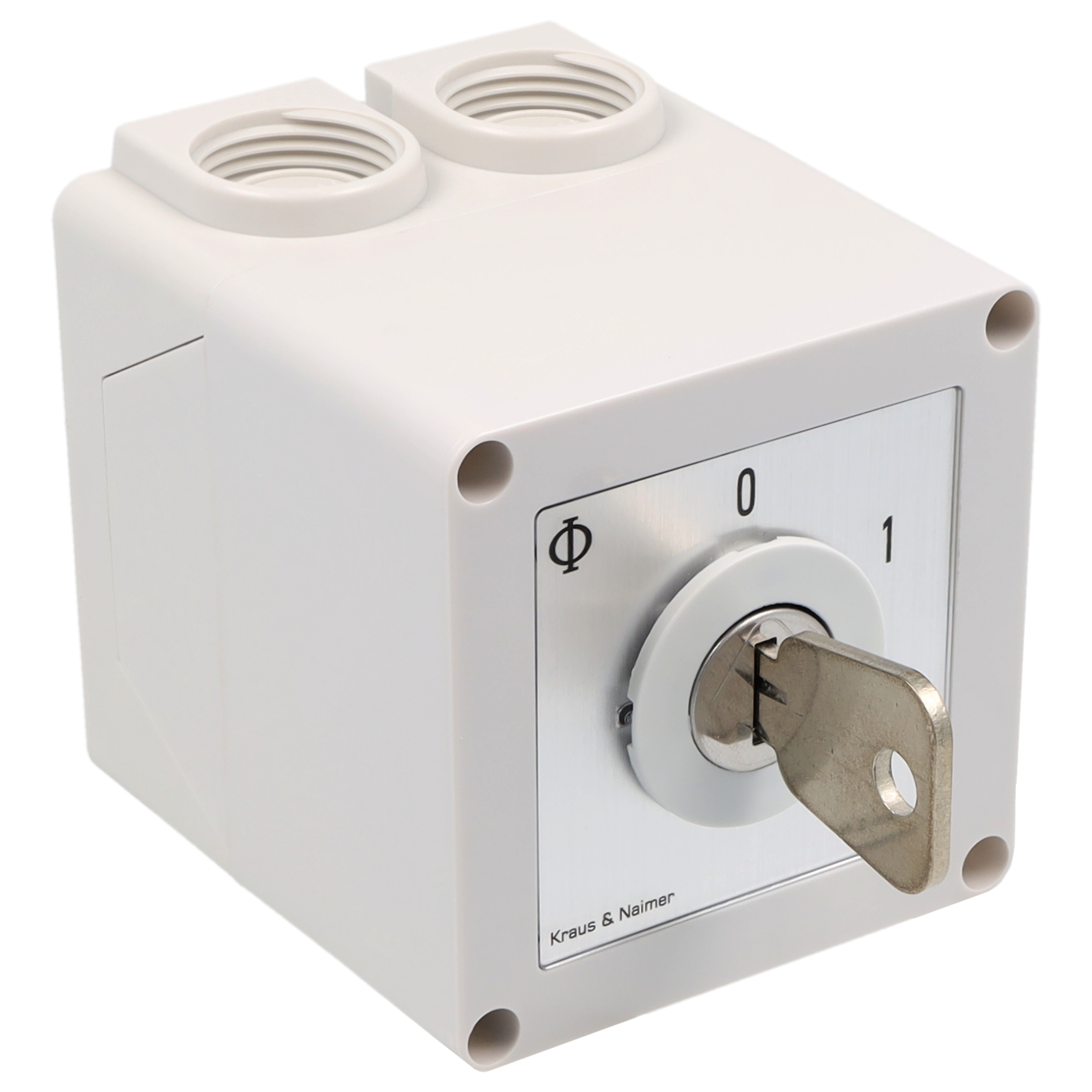 Schlüsselschalter; Ausschalter; 3-polig; 0-1; Kunststoffgehäuse; Schlüsseleinrichtung