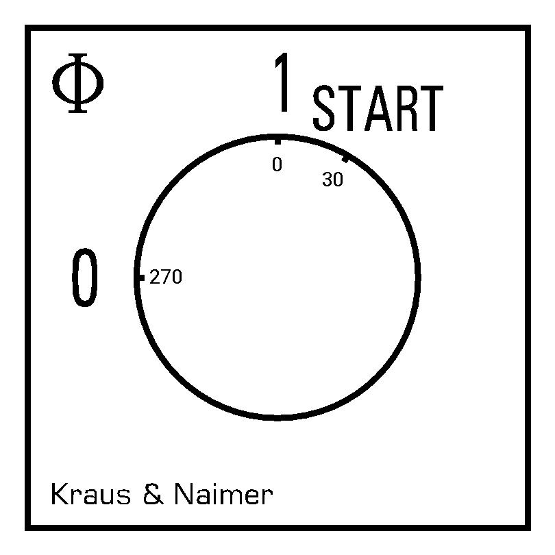 Ein-Aus-Schalter, galv.getr.; 0-1-START; Fronteinbau 2-Loch